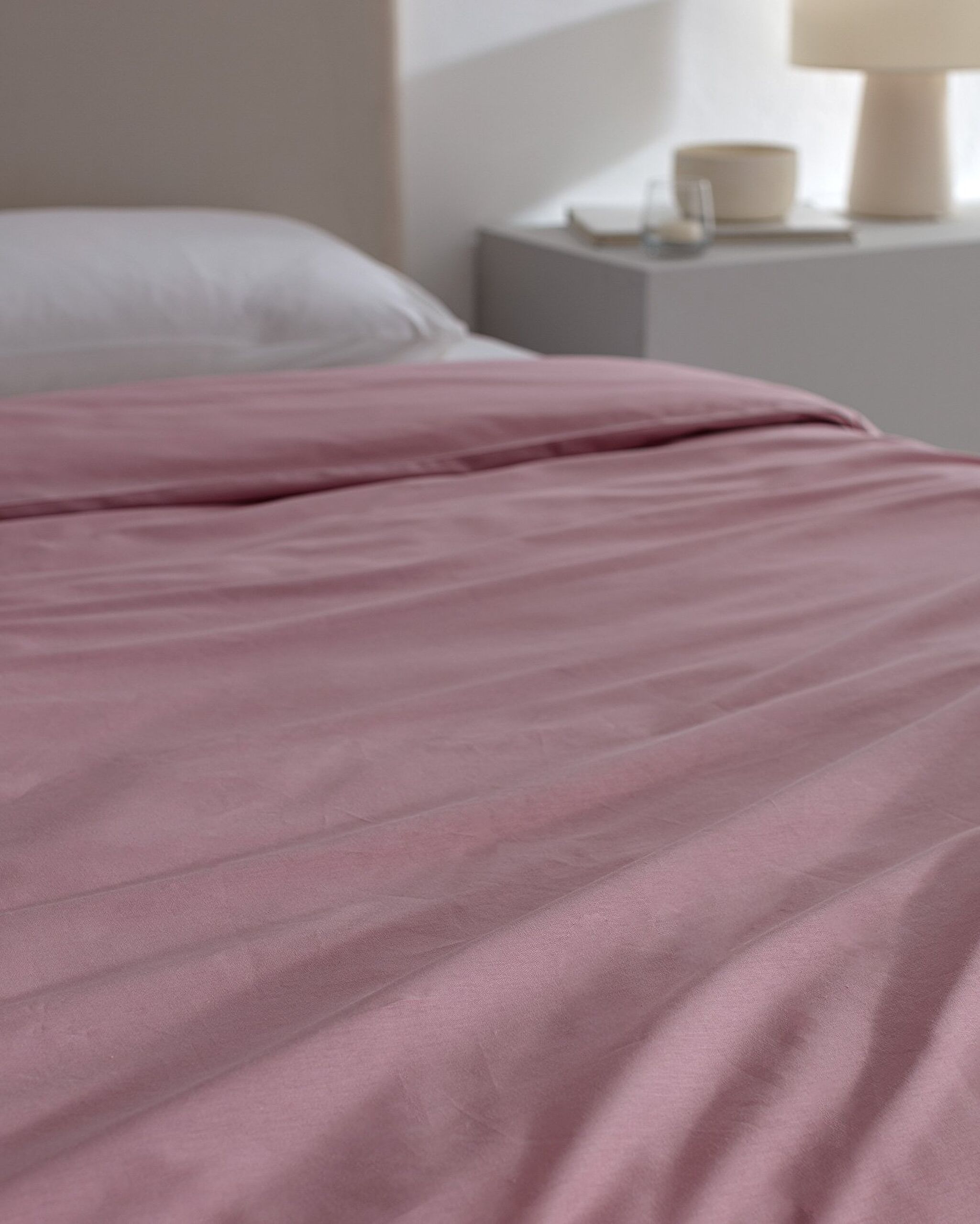 Housse de couette unie Manon Double 100% coton Ranforce - Rose poussiéreux - 2