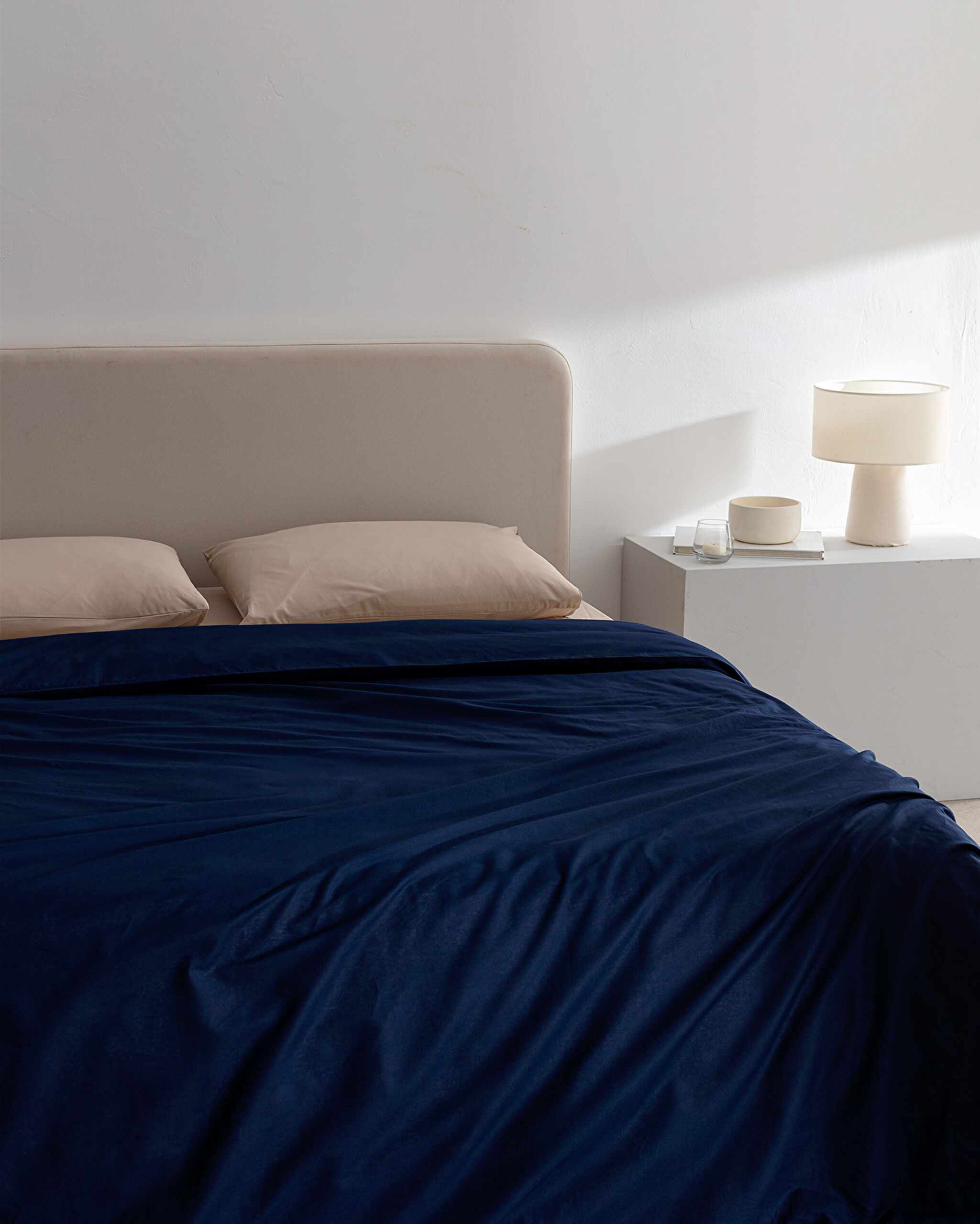 Housse de couette Manon King Size 100 % coton Ranforce unie - Bleu marine - 1