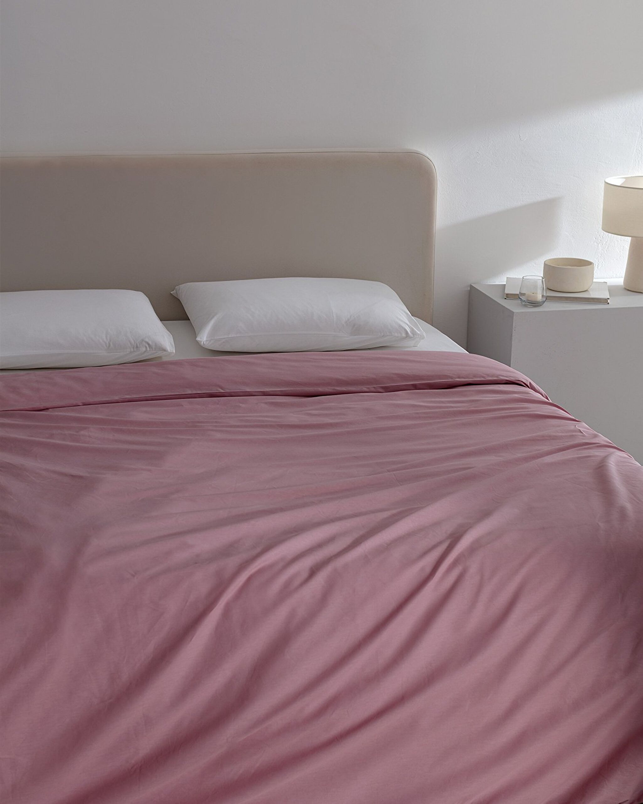 Housse de couette unie Manon King Size 100% coton Ranforce - Dusty Rose - 1