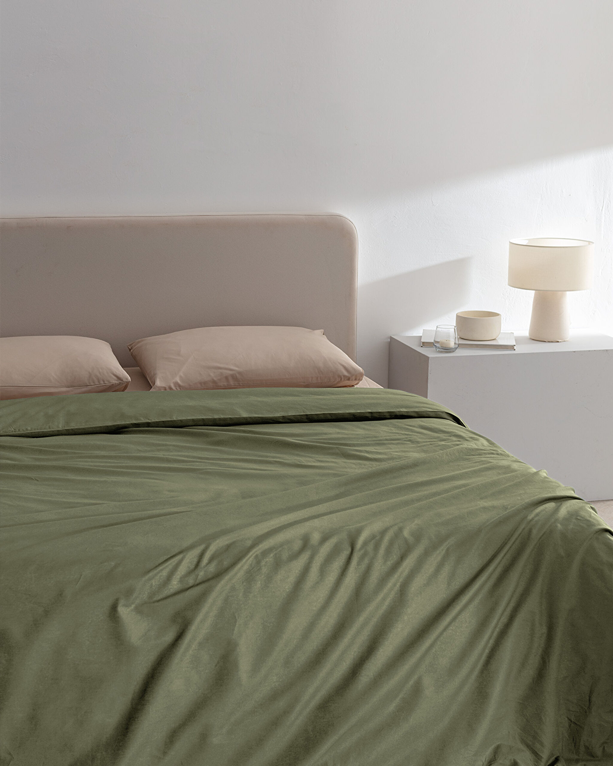 Housse de couette unie Manon King Size 100% coton Ranforce - Kaki - 1