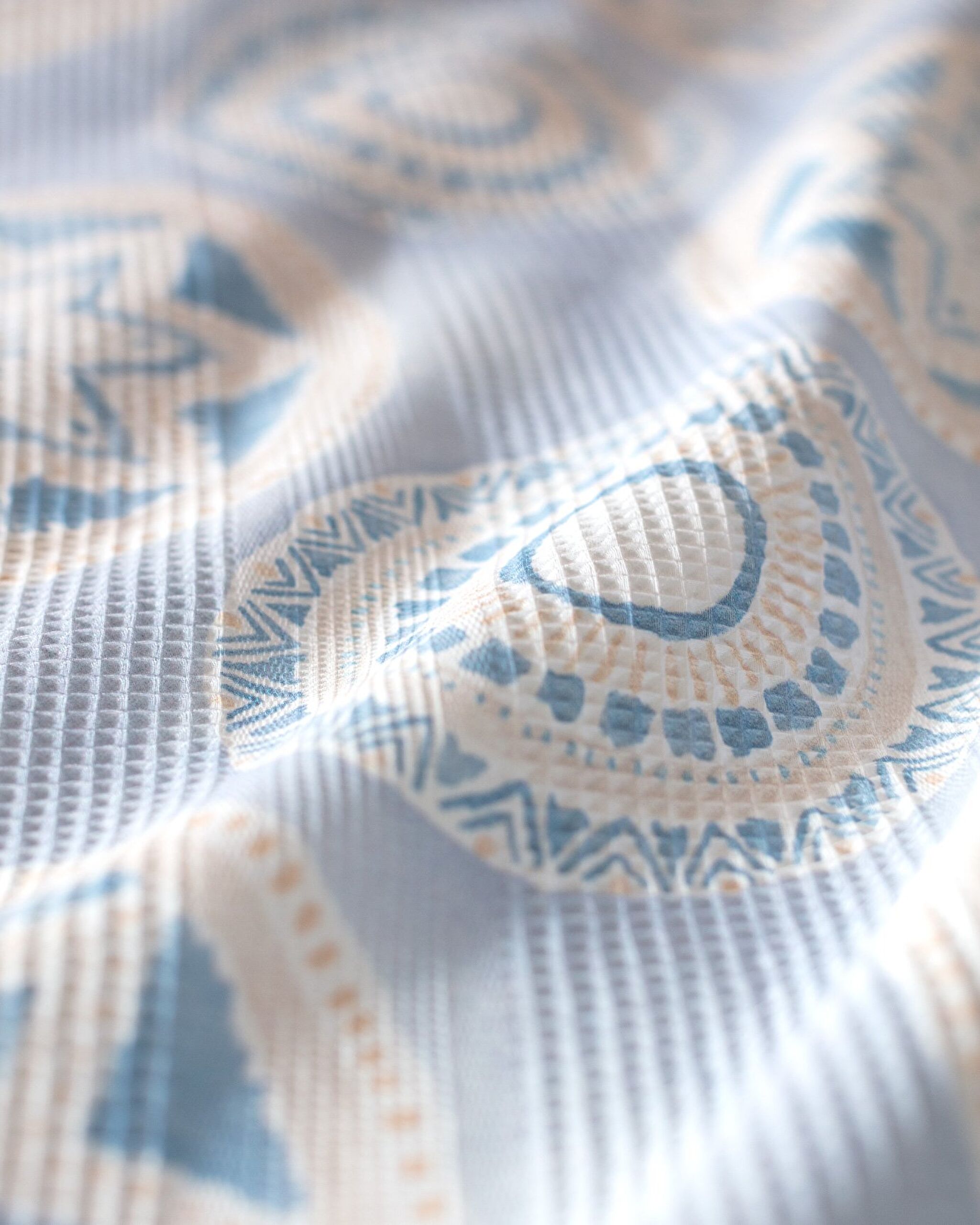 Ensemble piqué imprimé cardé double Orva 100 % coton - Bleu/Beige - 6