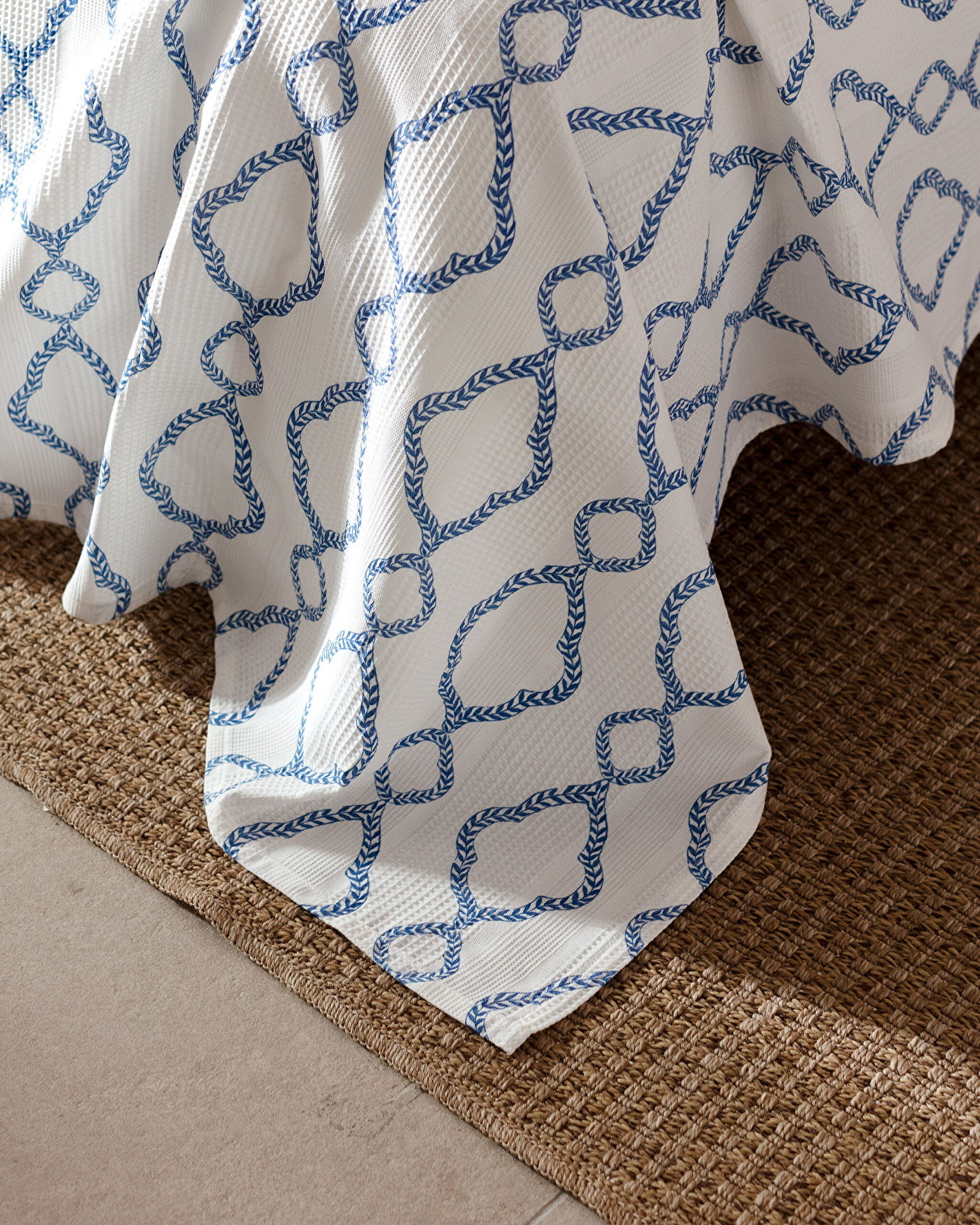 Ensemble piqué imprimé cardé double Belda 100 % coton - Bleu marine - 4