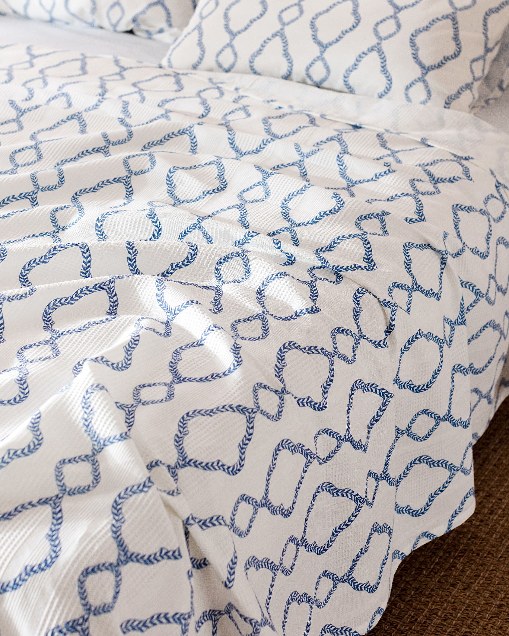 Ensemble piqué imprimé cardé double Belda 100 % coton - Bleu marine - 1