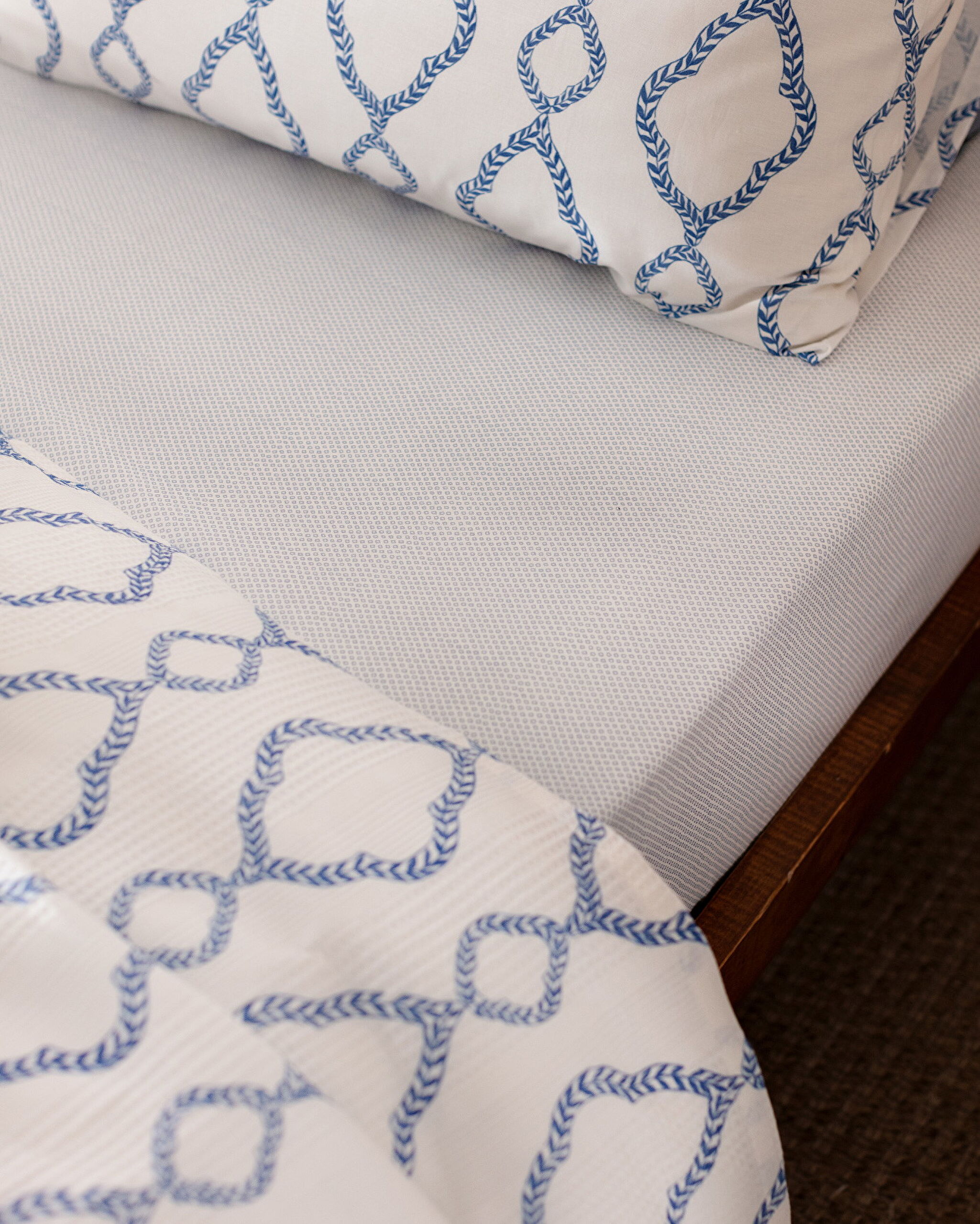 Ensemble piqué imprimé cardé double Belda 100 % coton - Bleu marine - 2