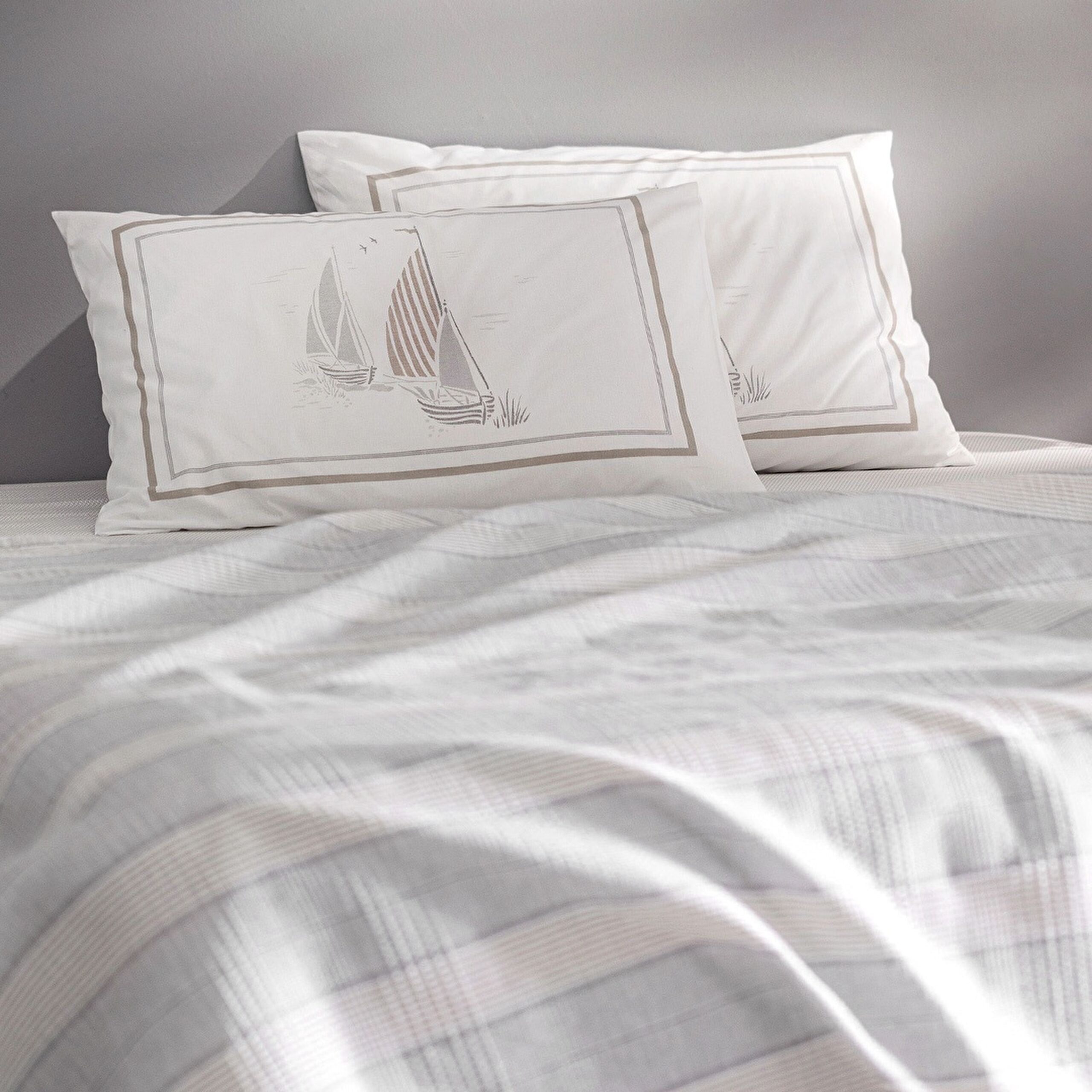 Marc Pamuklu Çift Kişilik Ecocell Baskılı Pike Takımı - Gri - 2