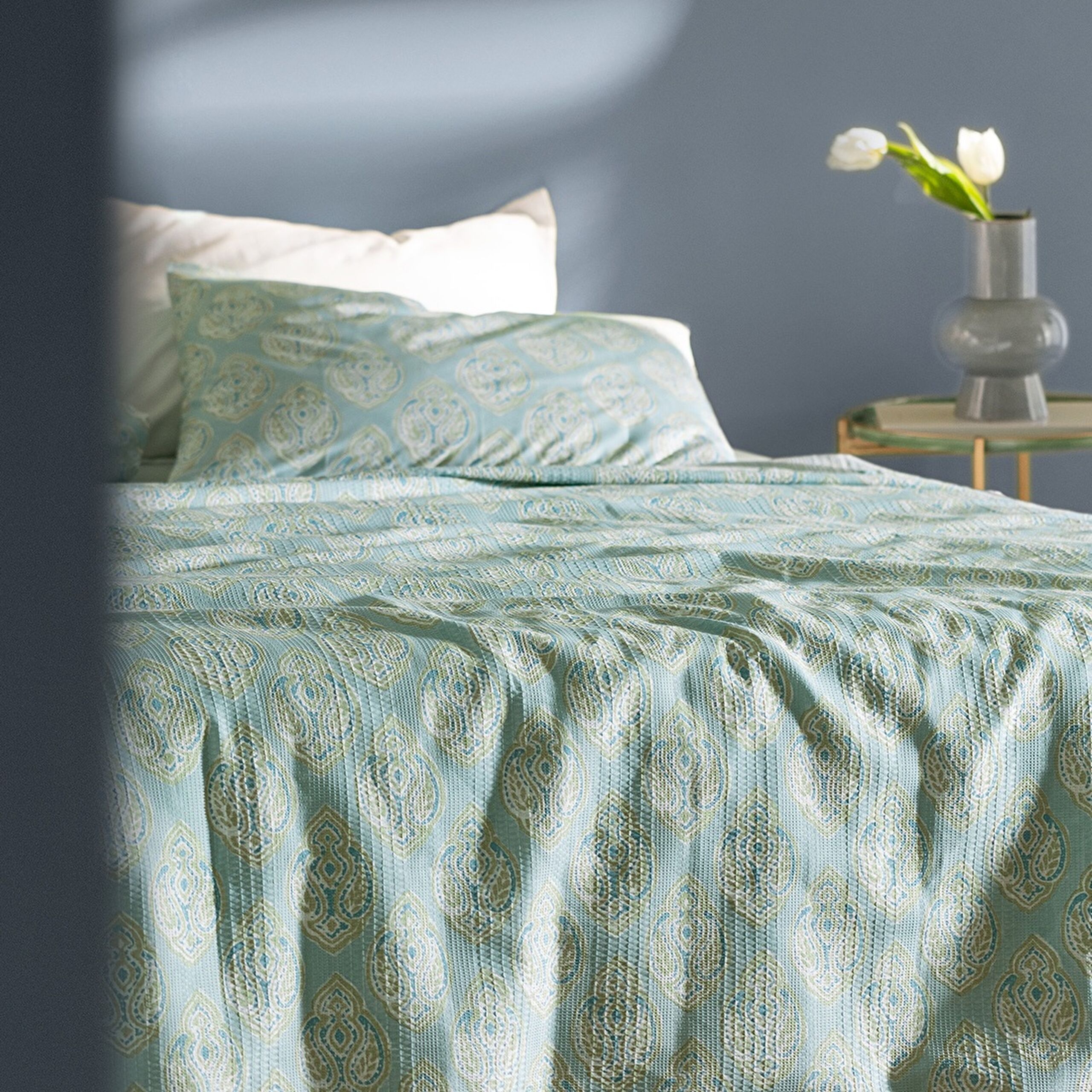 Ensemble Searlas en piqué double coton Ecocell imprimé - Vert menthe - 1