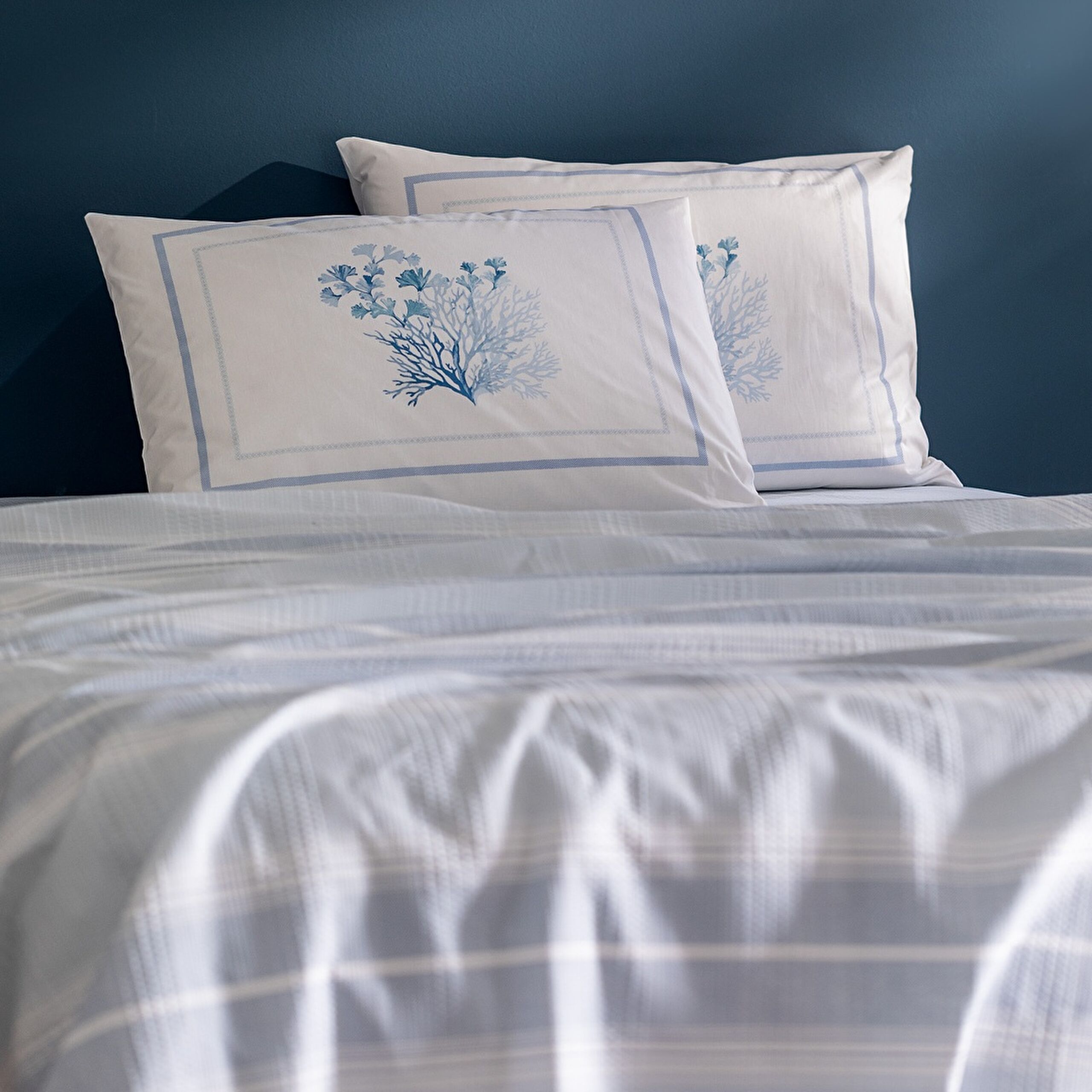 Edgard Pamuklu Çift Kişilik Ecocell Baskılı Pike Takımı - Mavi - 2