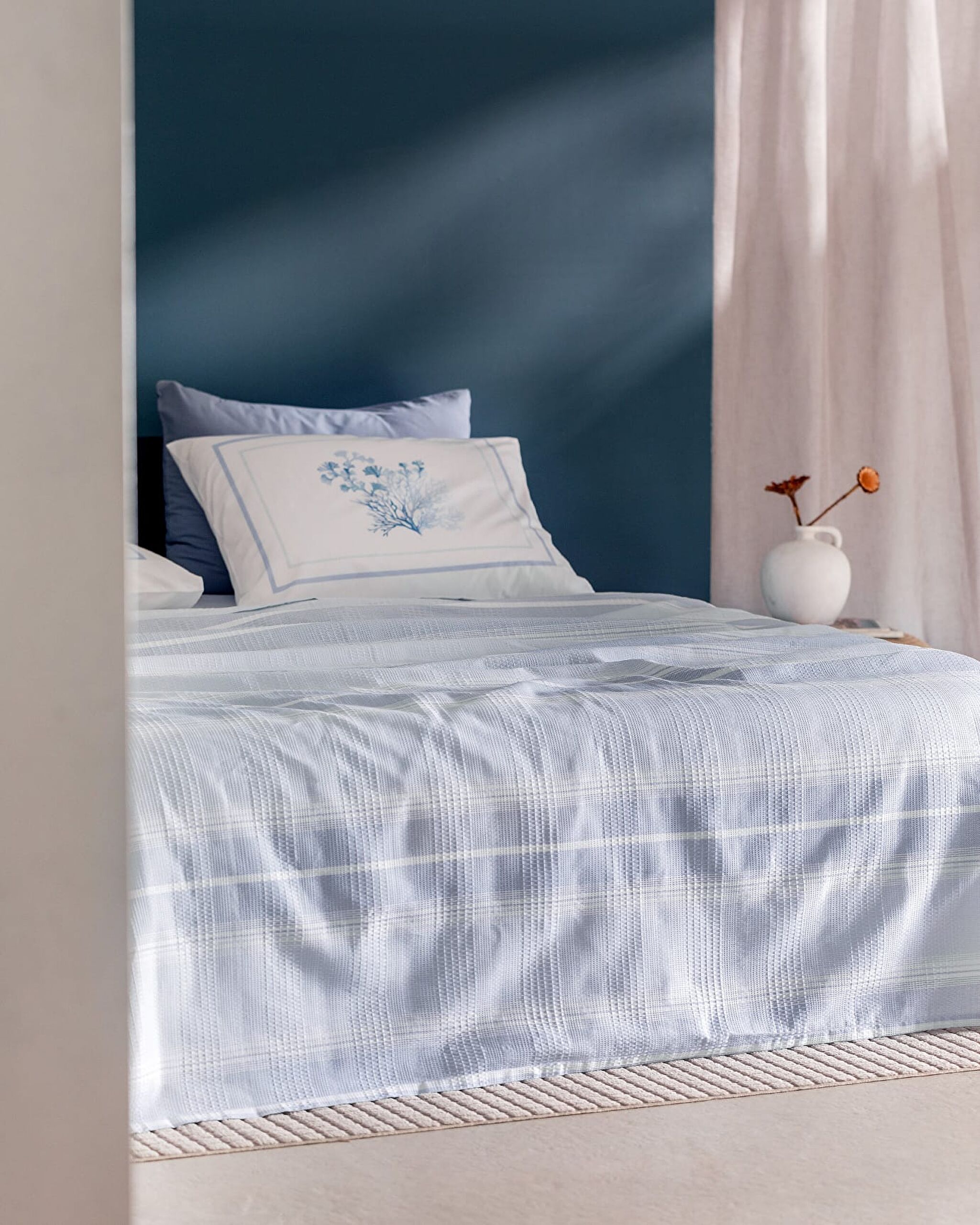 Edgard Cotton Double Ecocell Printed Pique Set - Blue - 1