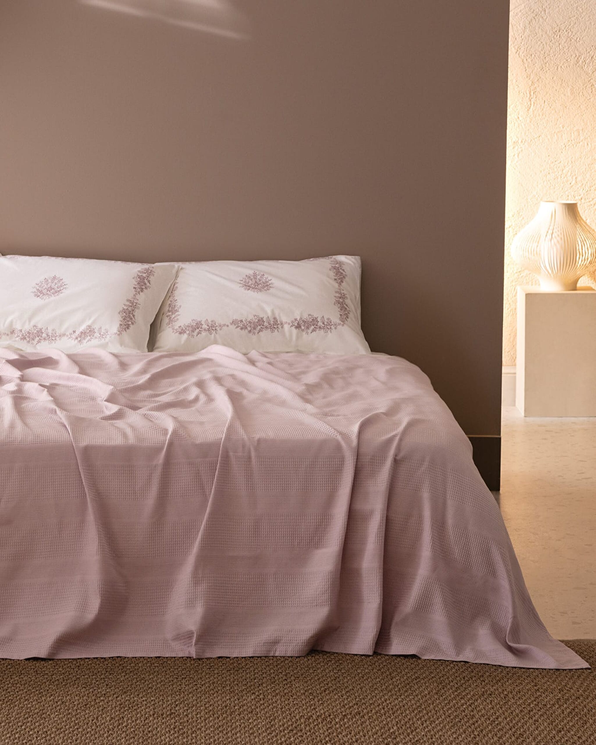 Mathilda Double Cotton Ecocell Plain Duvet Set - Plum - 0