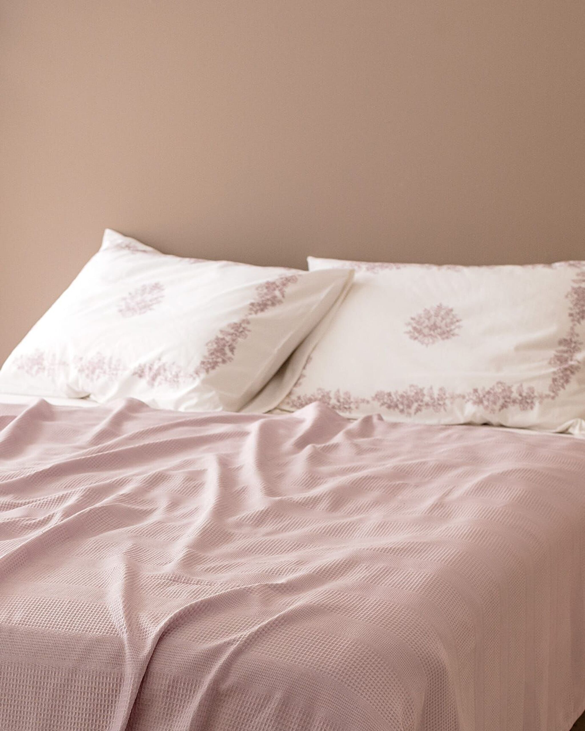 Mathilda Double Cotton Ecocell Plain Duvet Set - Plum - 1