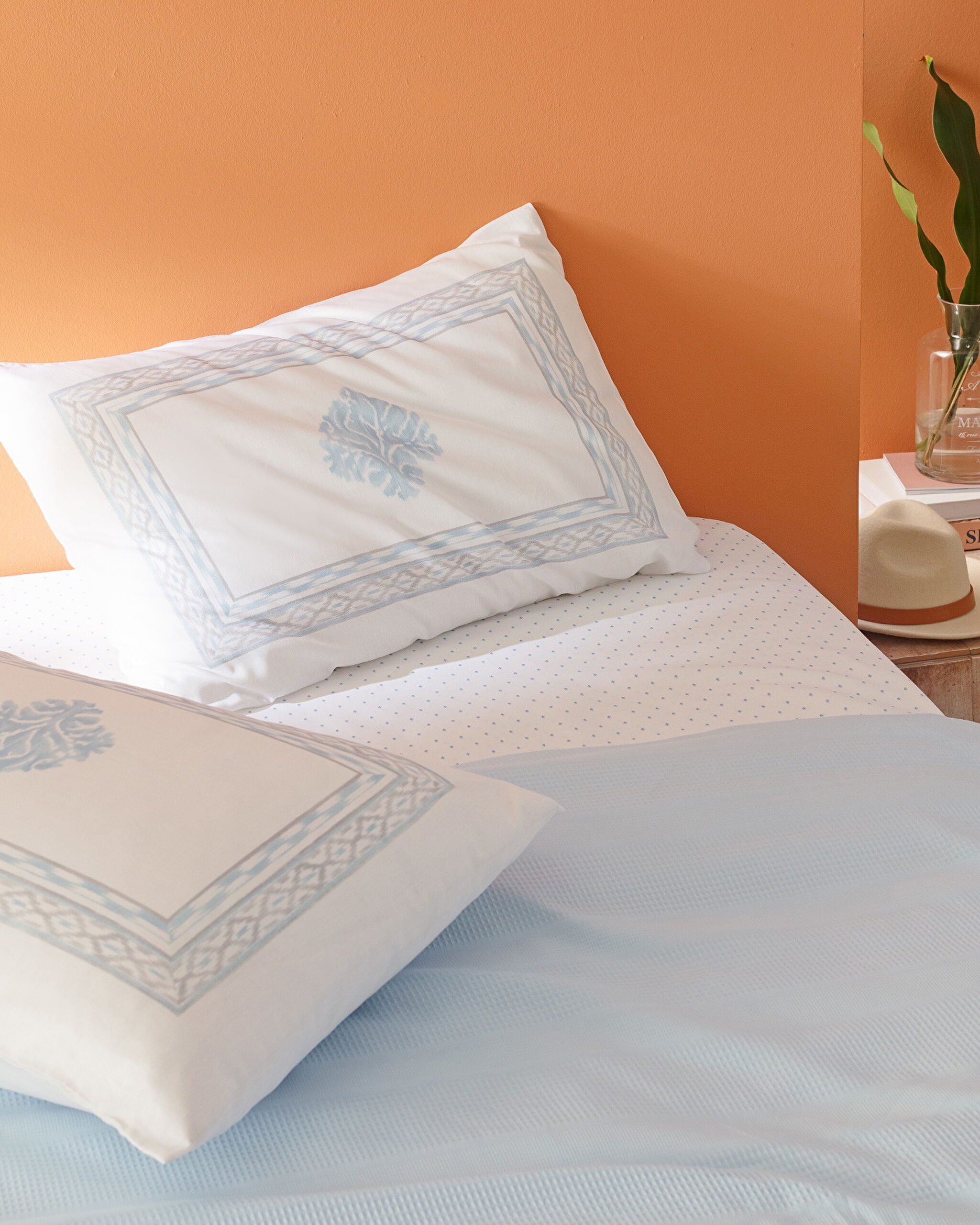 Ensemble piqué uni cardé Mathilda King Size 100 % coton - Bleu - 2