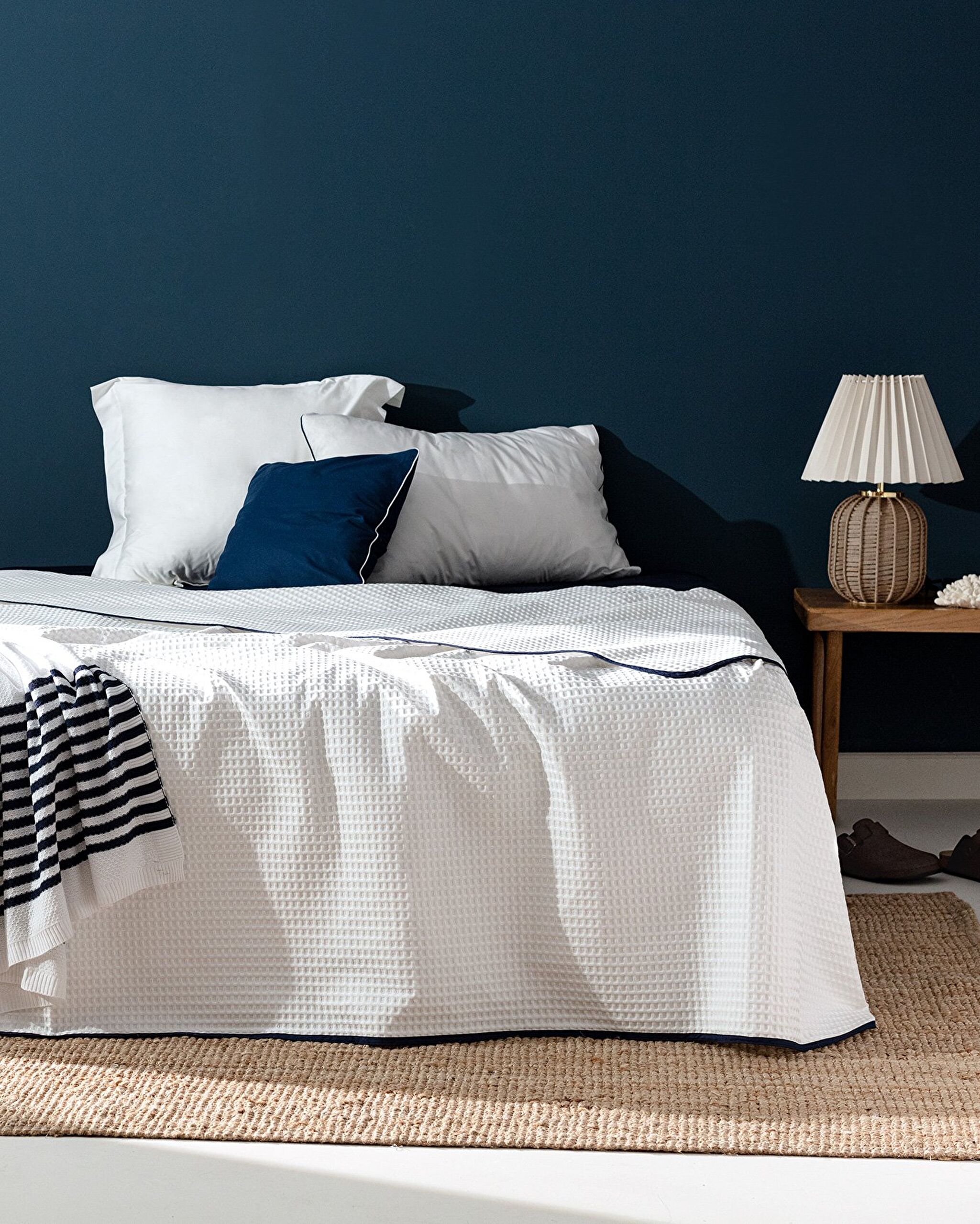 Dimanche Single Seersucker Pike - Collection Yacht - Blanc/Bleu Marine - 0