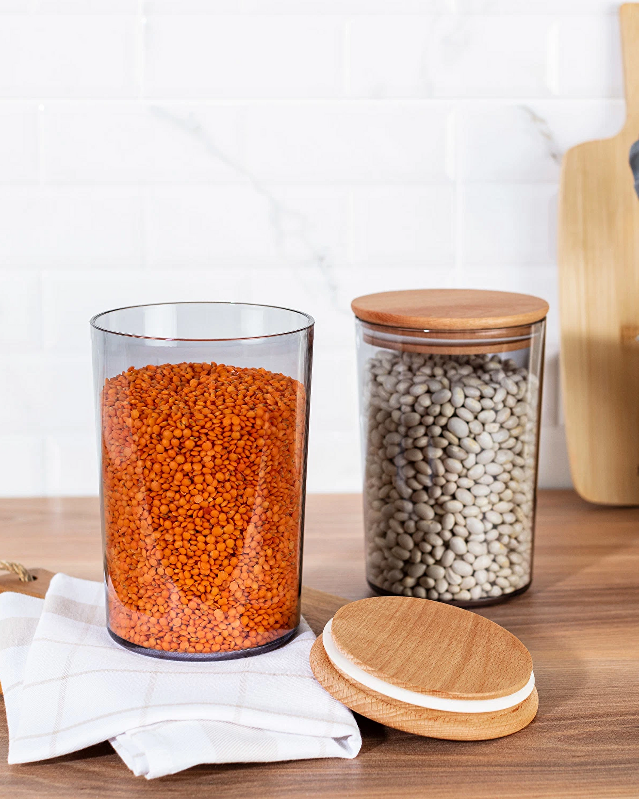 Lot de 2 boîtes de conservation Yuviera 1500 ml avec couvercle en bois - 1