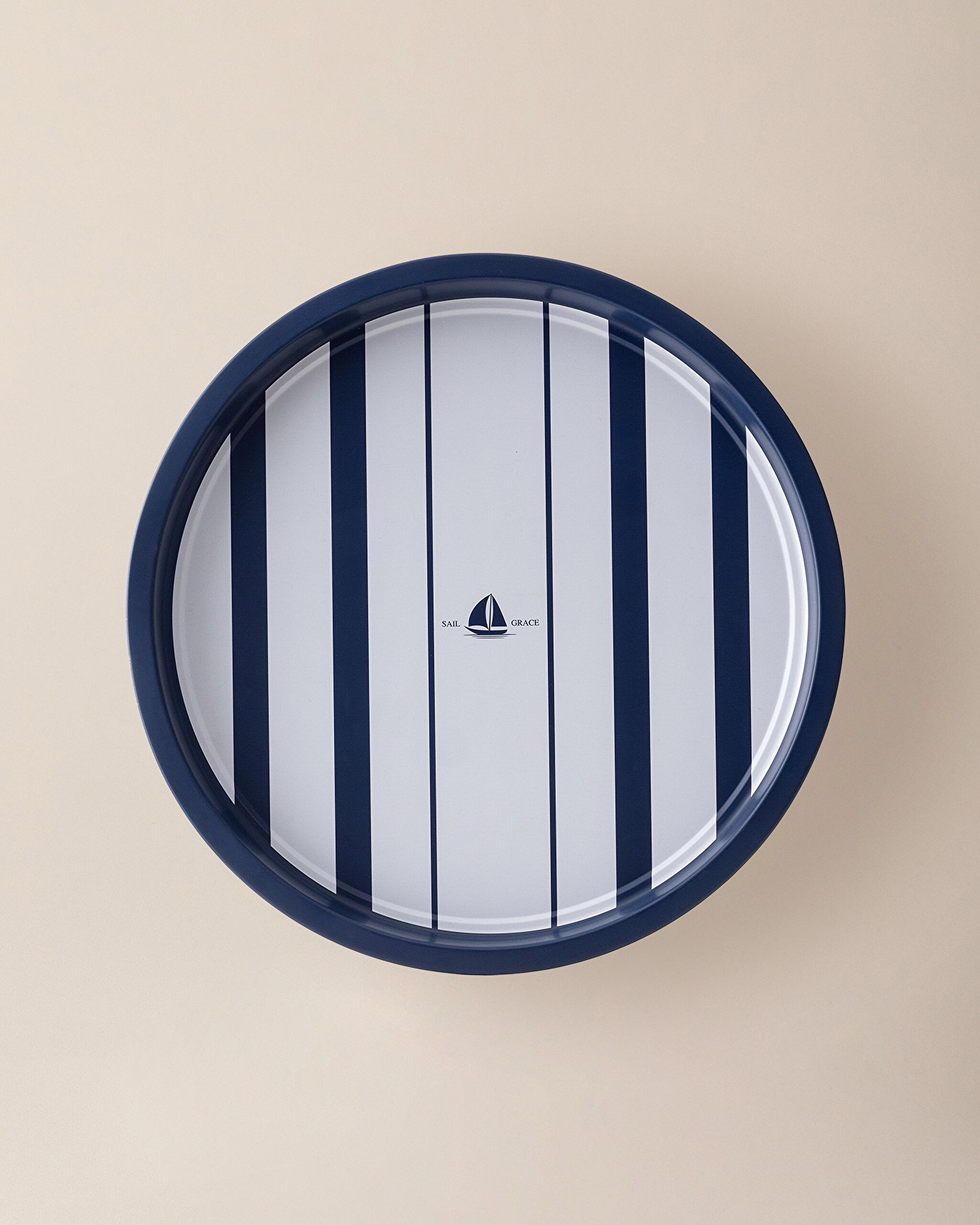 Joly Rond Dienblad - Wit/Marineblauw - 0