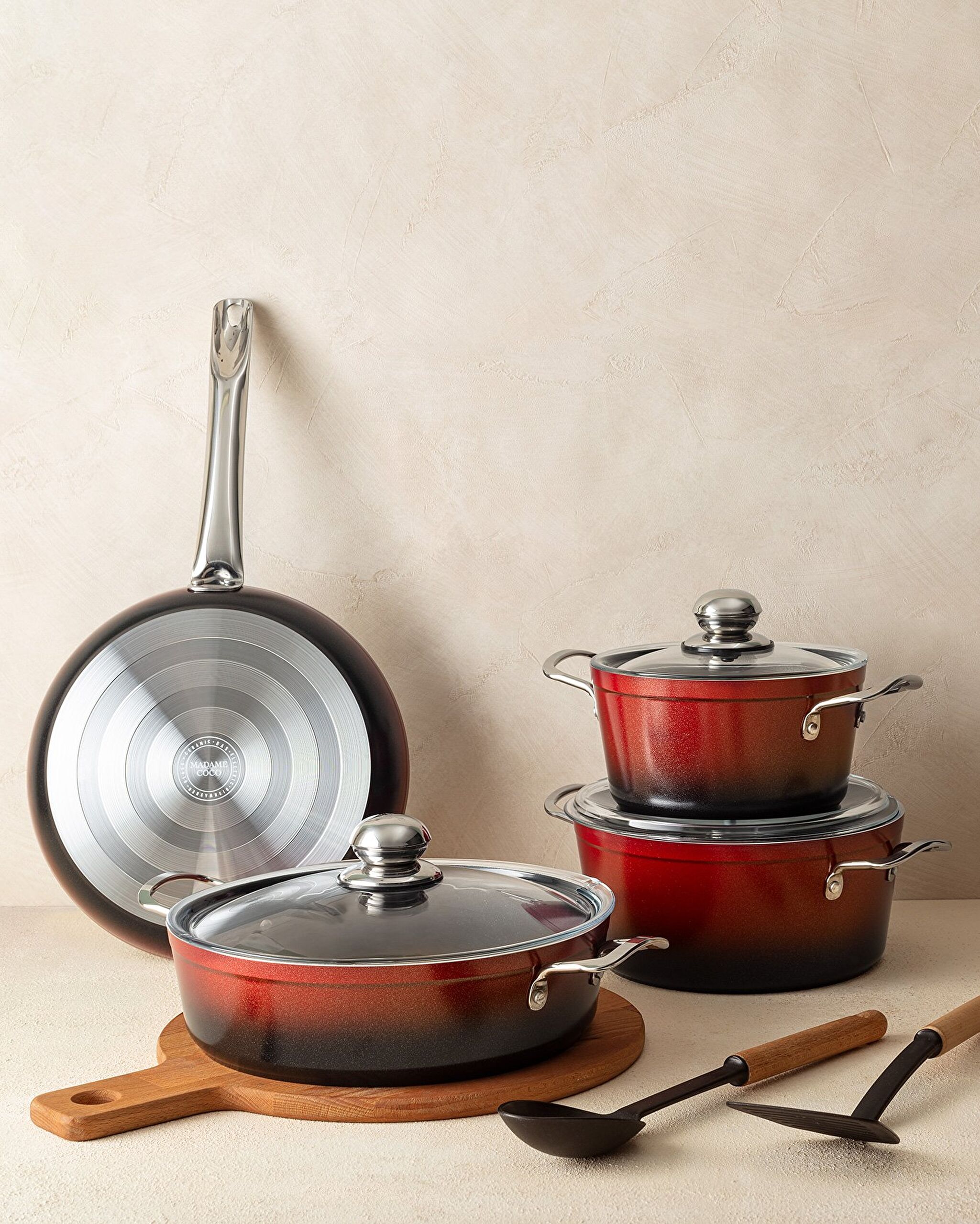 Titanium Professional Tencere Seti 7 Parça - Kırmızı - 2