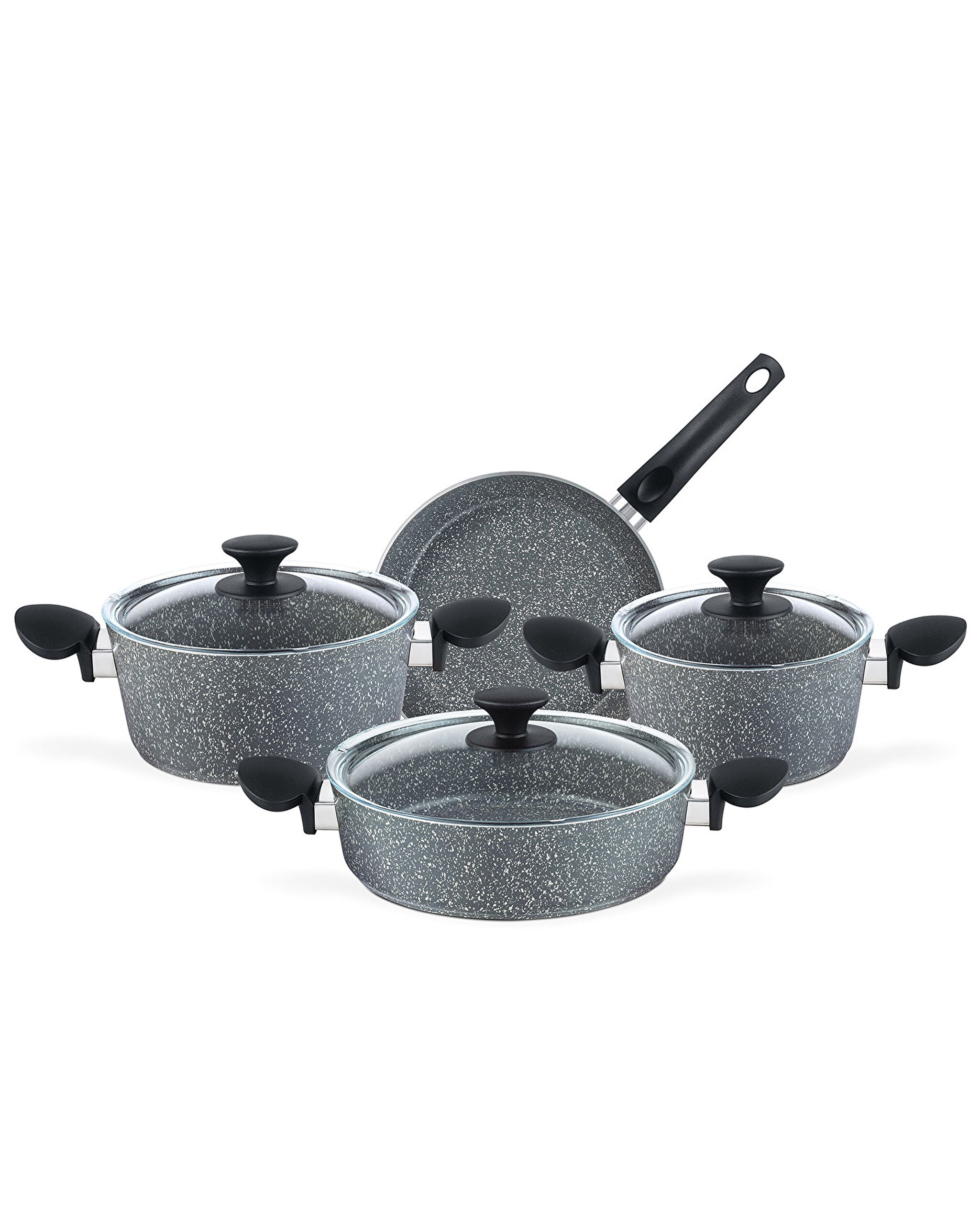 Batterie de cuisine 7 pièces aspect granit Gordes - Gris - 1