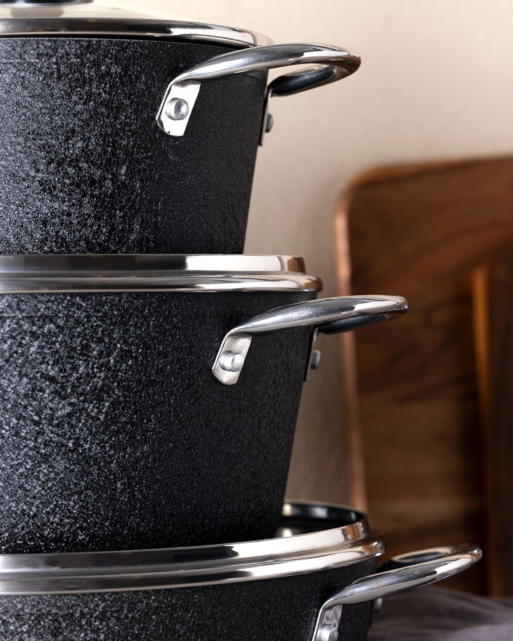 Batterie de Cuisine Titanium 7 Pièces Noir - Noir - 2