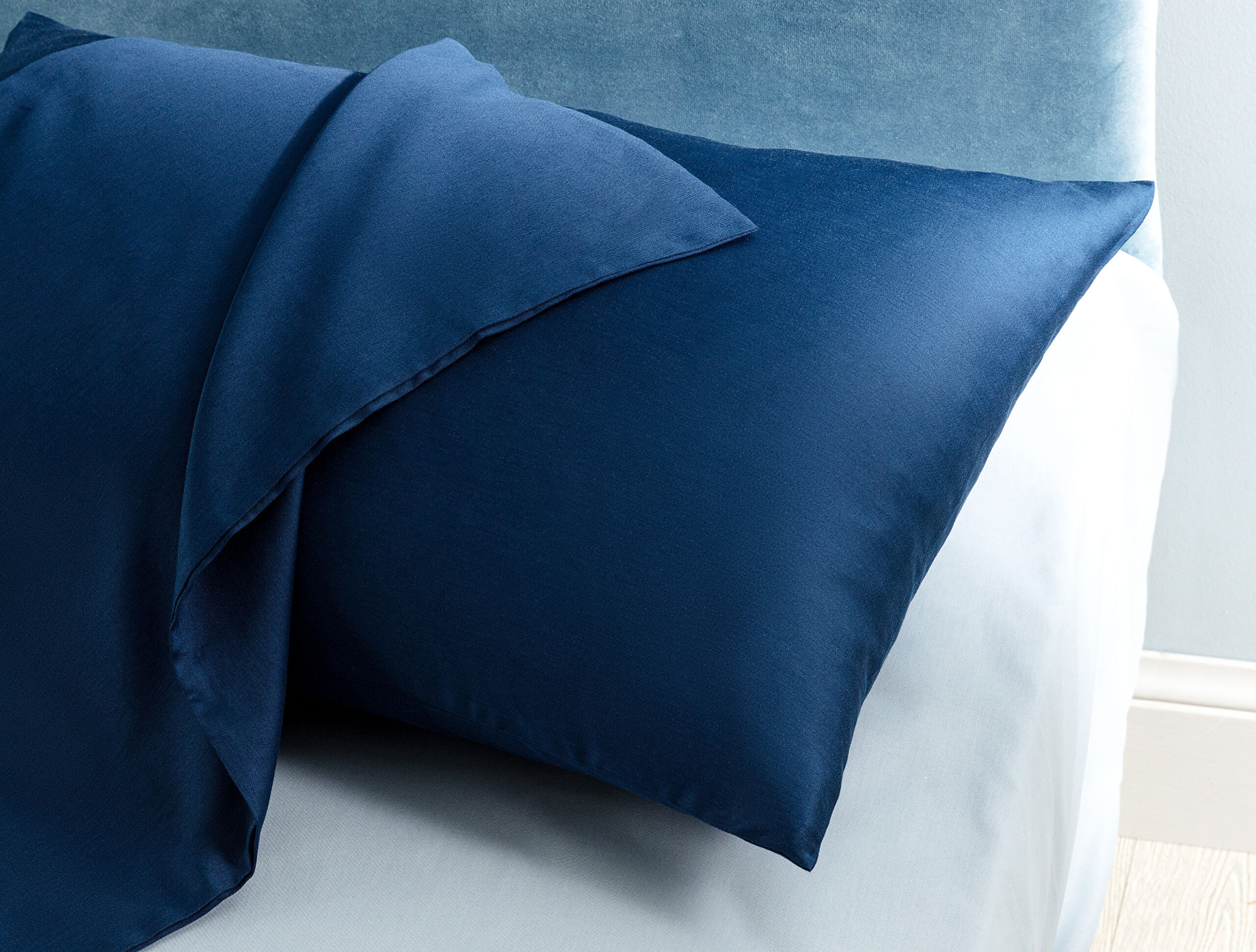 Taie d'oreiller 2 pièces en satin Ciel - 1