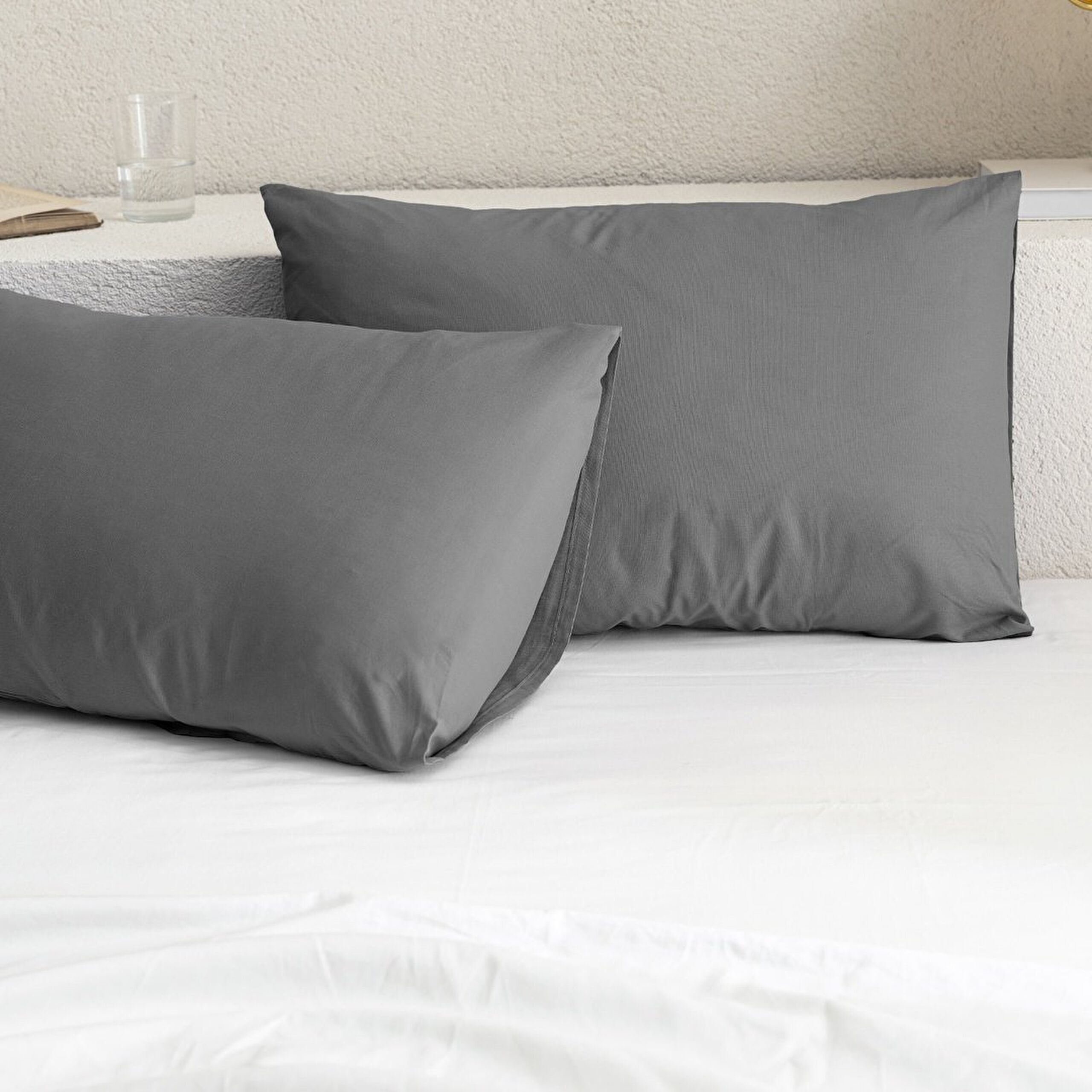 ⁠ Σετ Μαξιλαροθήκης Manon 100% Cotton Ranforce Plain 2-Pece - Anthracite_1}