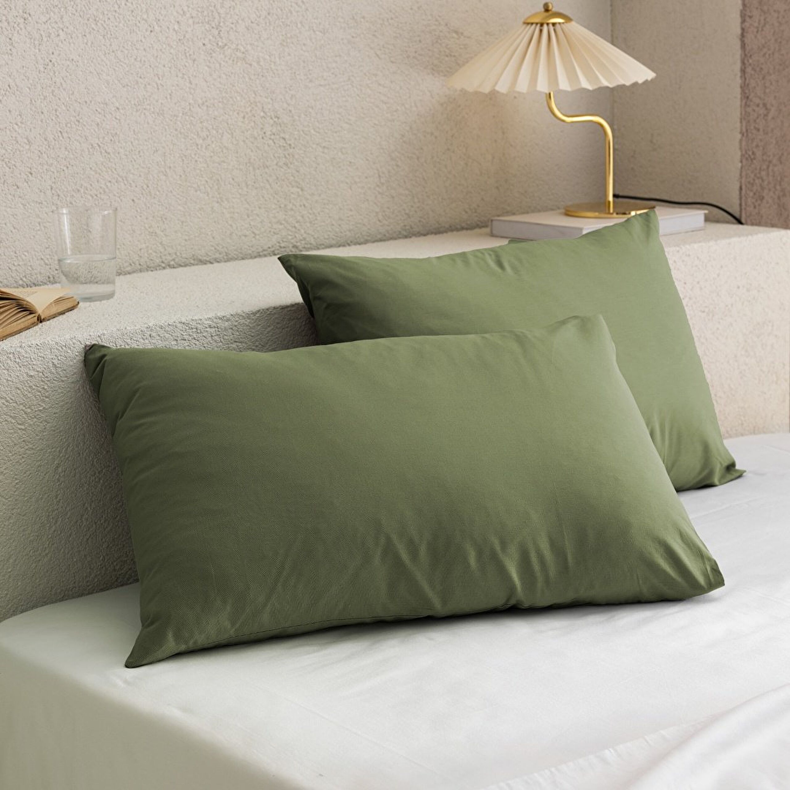 ⁠ Σετ Μαξιλαροθήκη Manon 100% Cotton Ranforce Plain 2 τεμαχίων - Χακί_0}