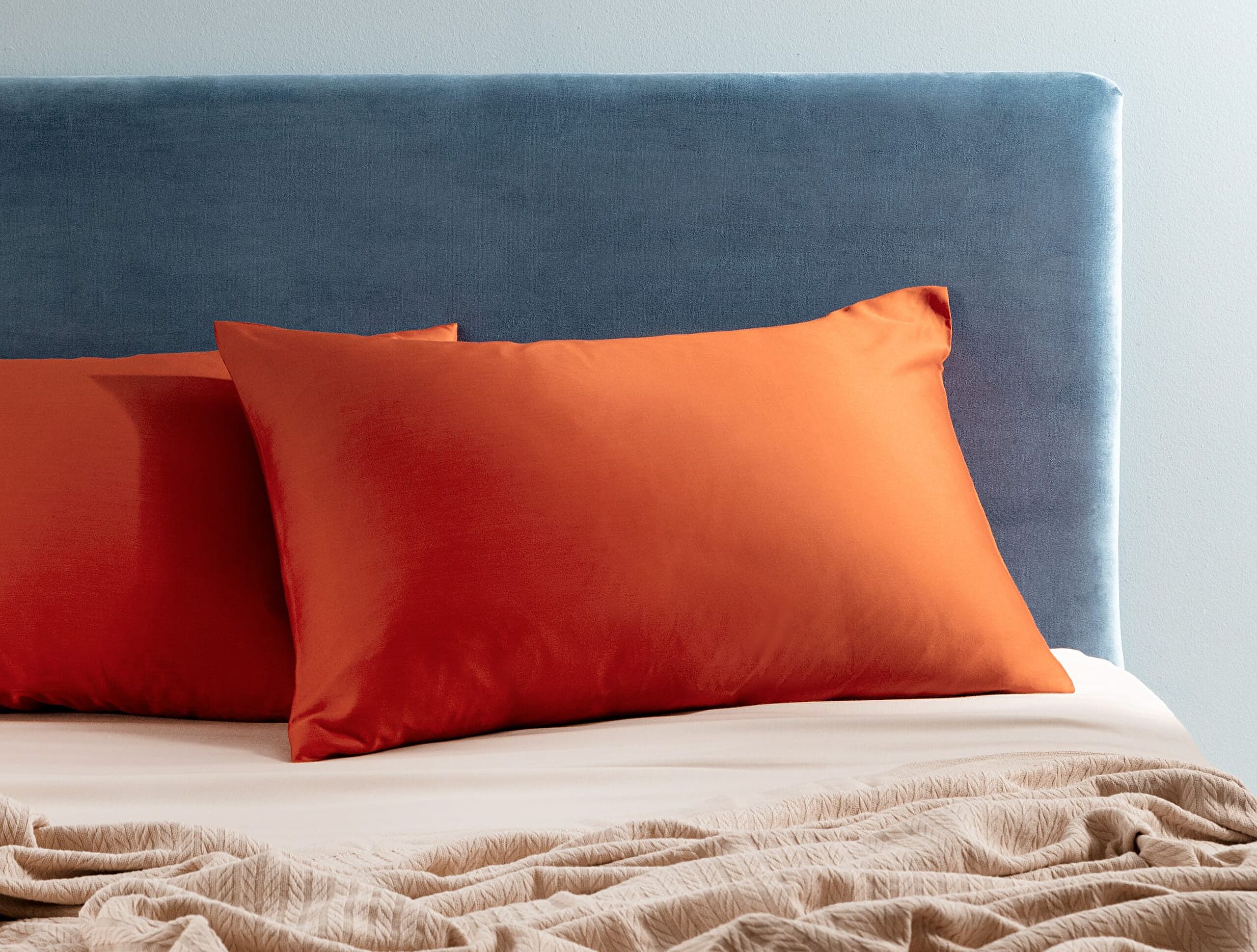 Ciel 100% Cotton Satin 2-Piece Pillow Case - Orange - 1