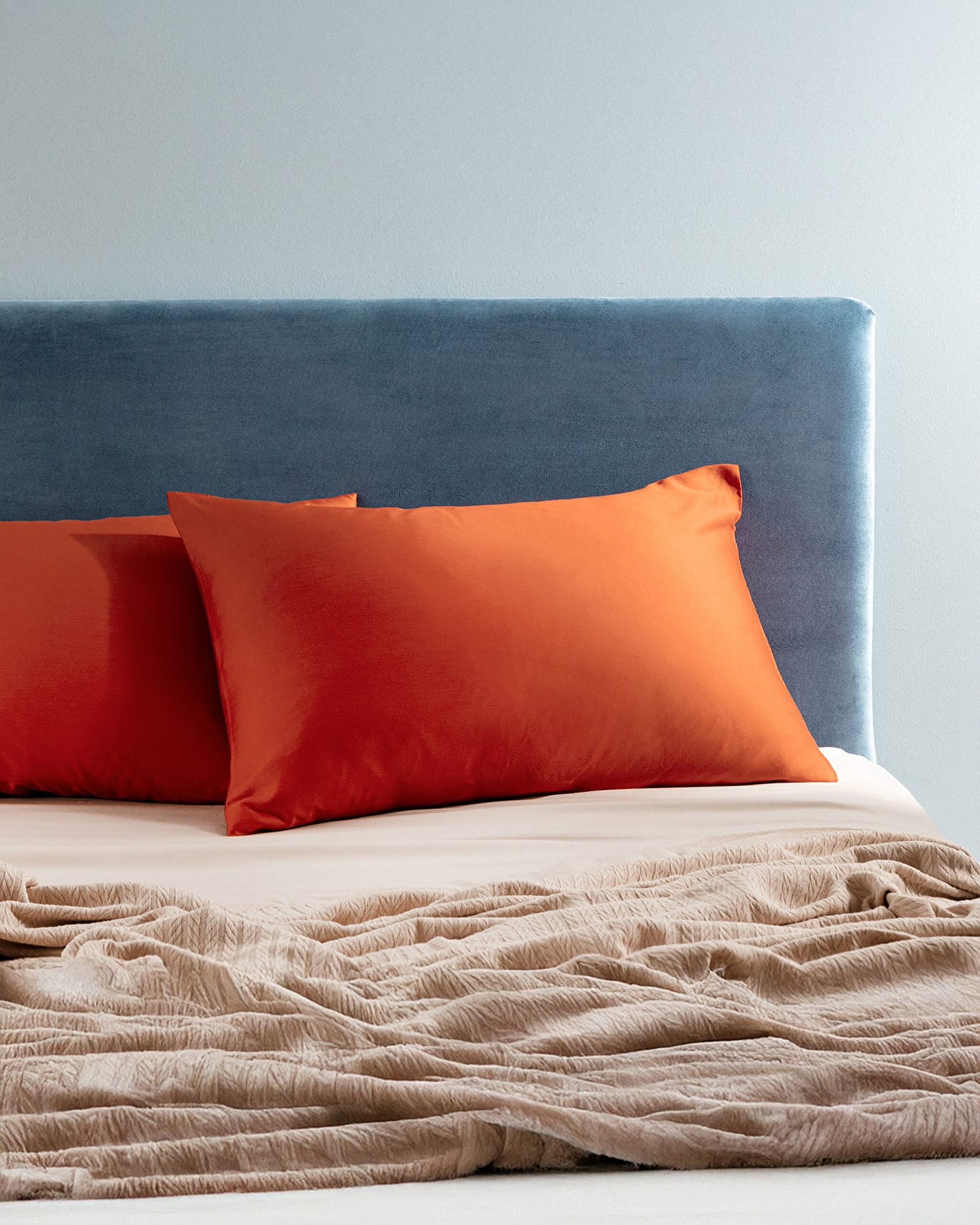 Ciel 100% Cotton Satin 2-Piece Pillow Case - Orange - 0