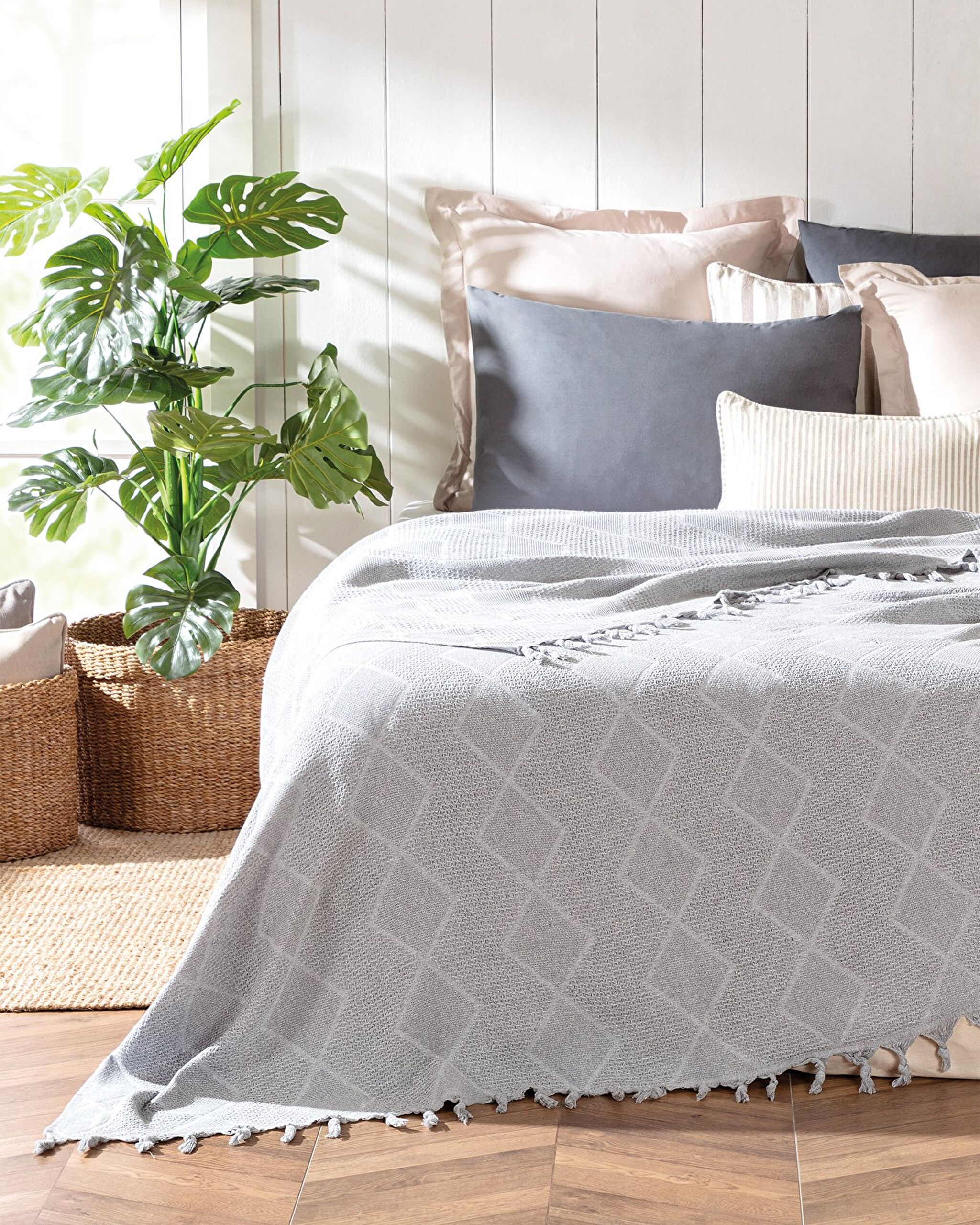 Basile Doppelbett-Tagesdecke – Grau - 0