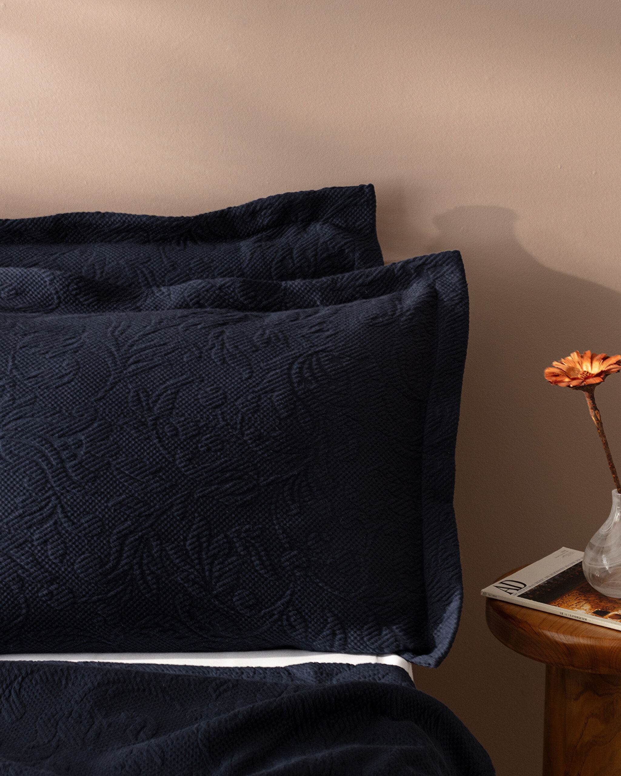 Couvre-lit double 100 % coton Esther - Bleu marine - 3