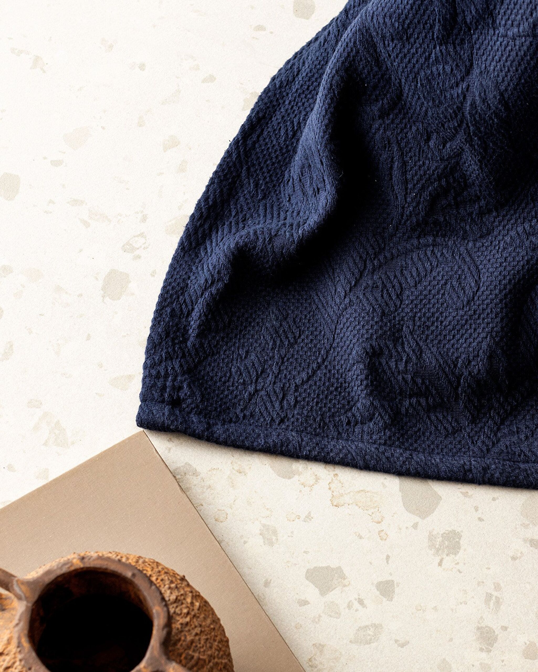 Couvre-lit double 100 % coton Esther - Bleu marine - 6