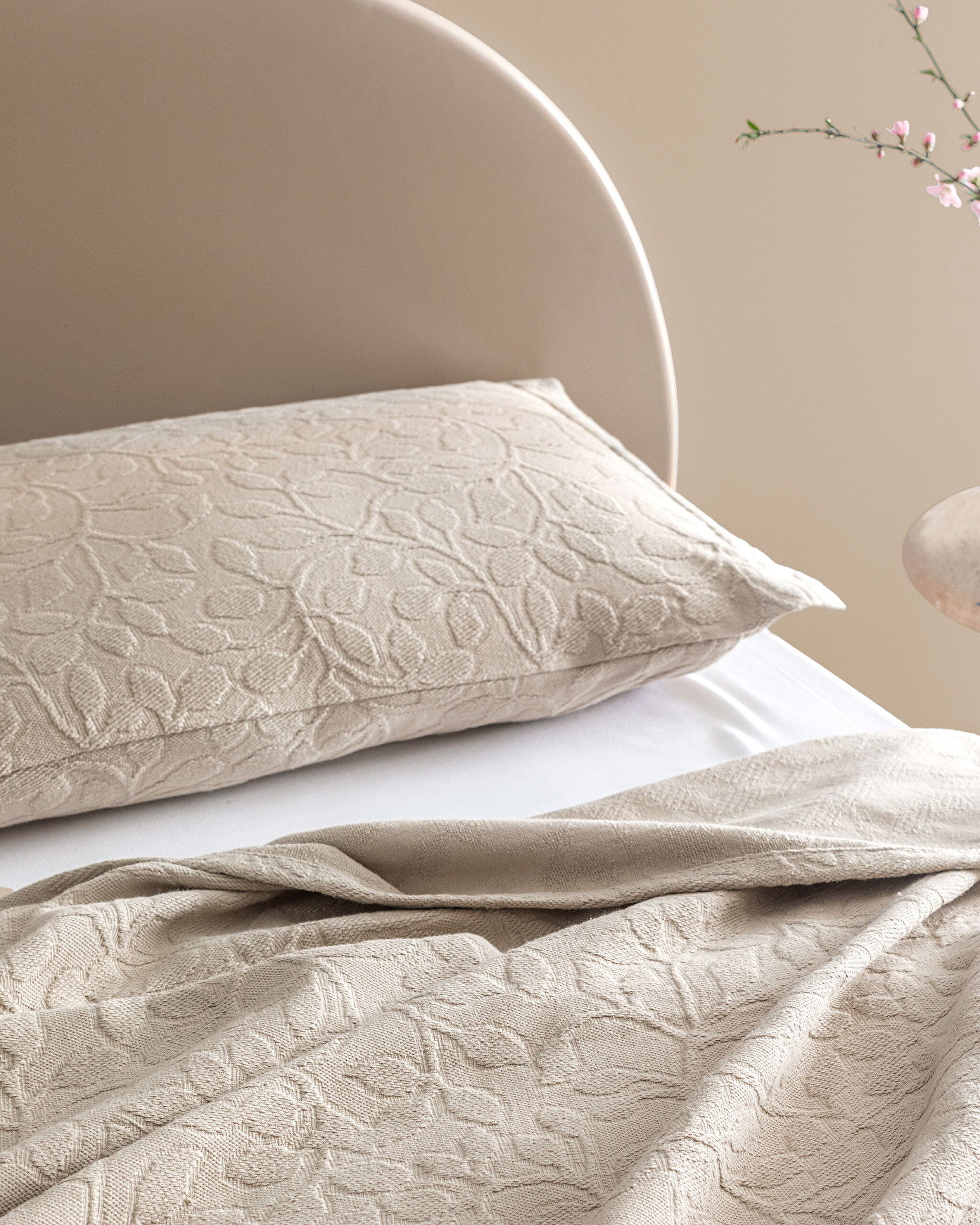 Couvre-lit double 100% coton Chantal - Beige - 2