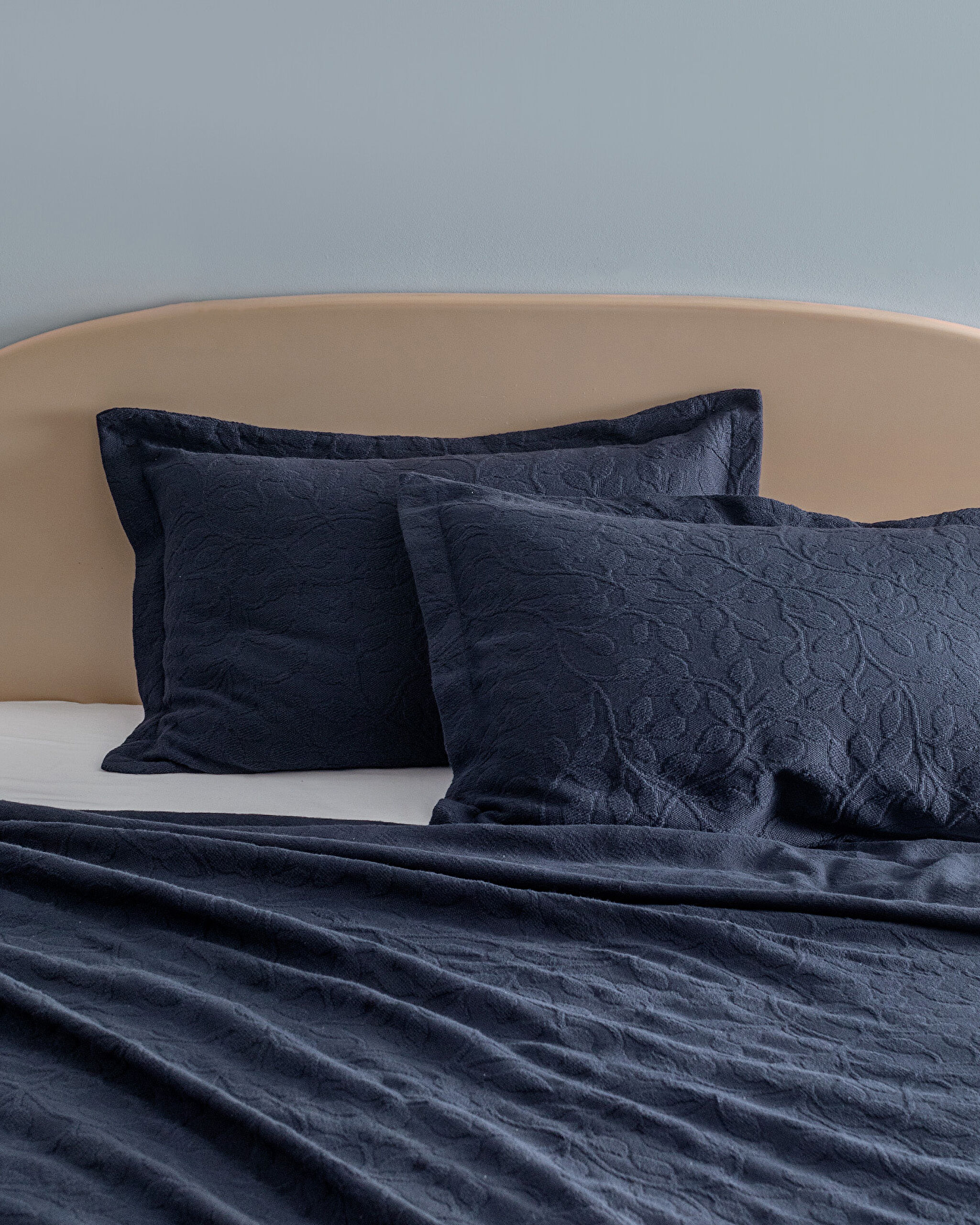 Couvre-lit Double 100% Coton Chantal - Bleu Marine - 3