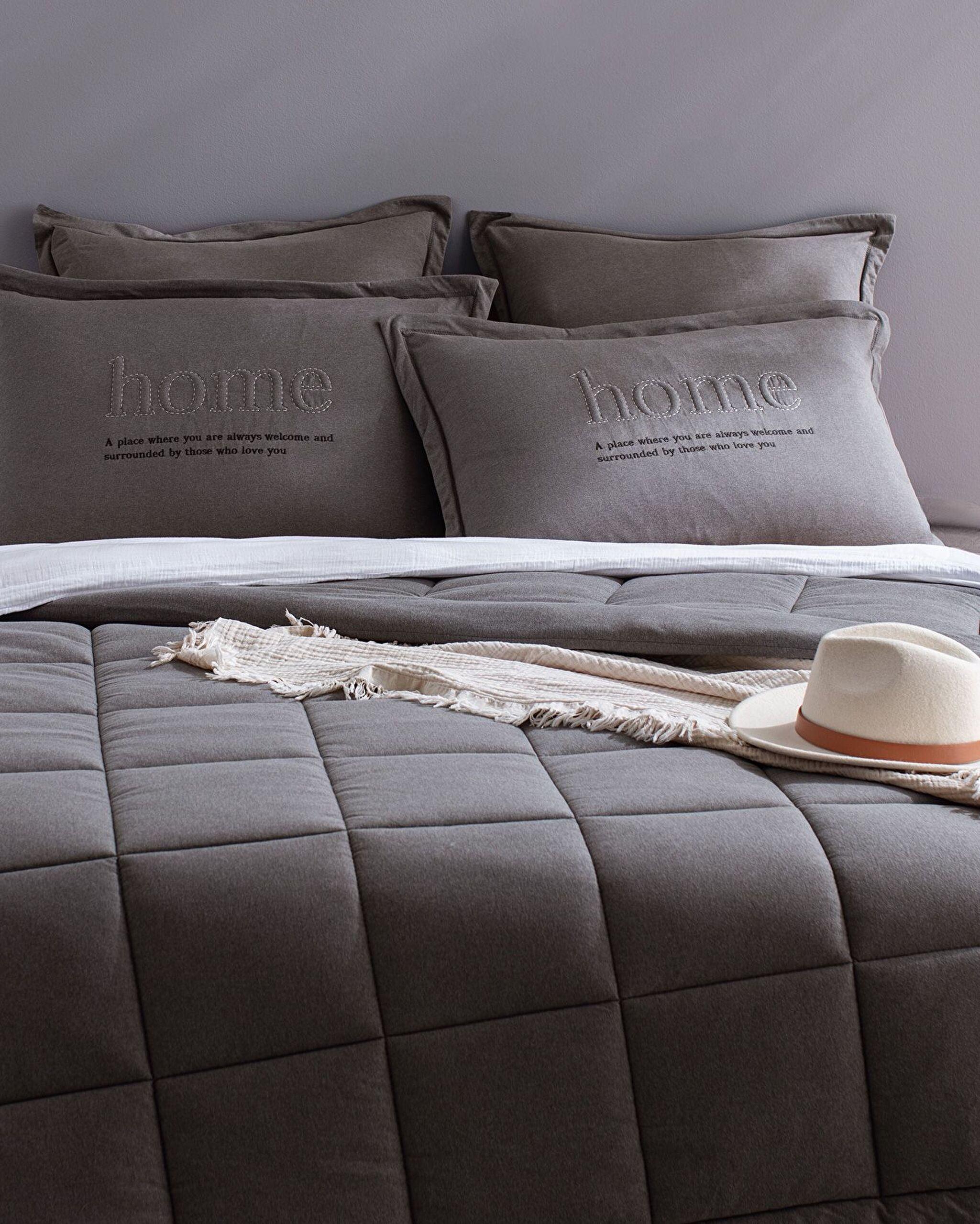 Bobigny Doppel-Baumwoll-SuperSoft-Bettdecken-Set – Anthrazit - 1