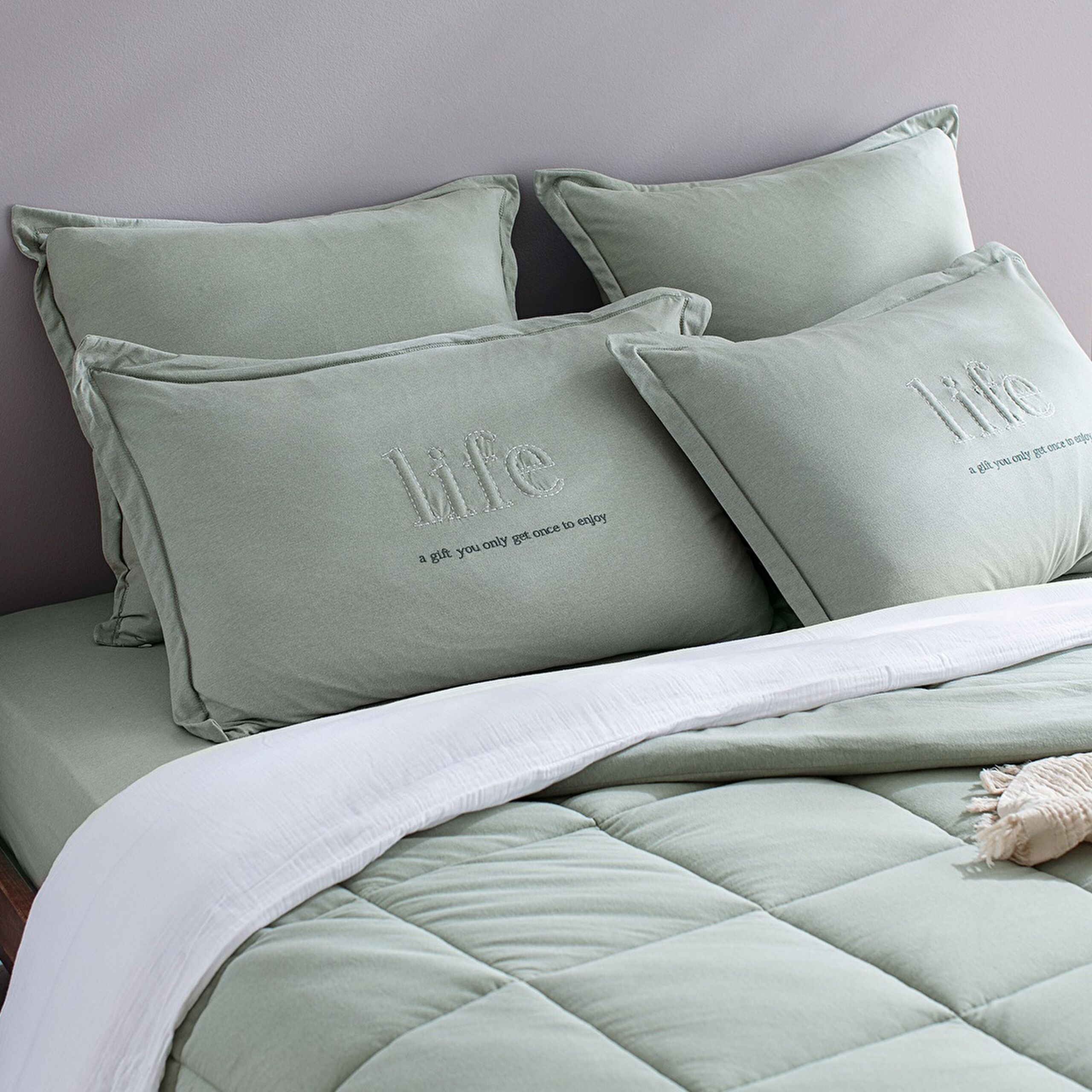 ⁠ Bobigny Double Cotton SuperSoft Comforter Set - Mint Green_4}