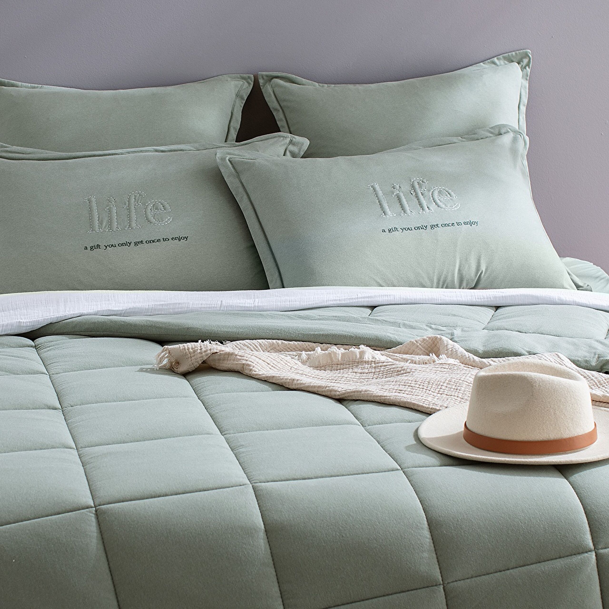 ⁠ Bobigny Double Cotton SuperSoft Comforter Set - Mint Green_1}