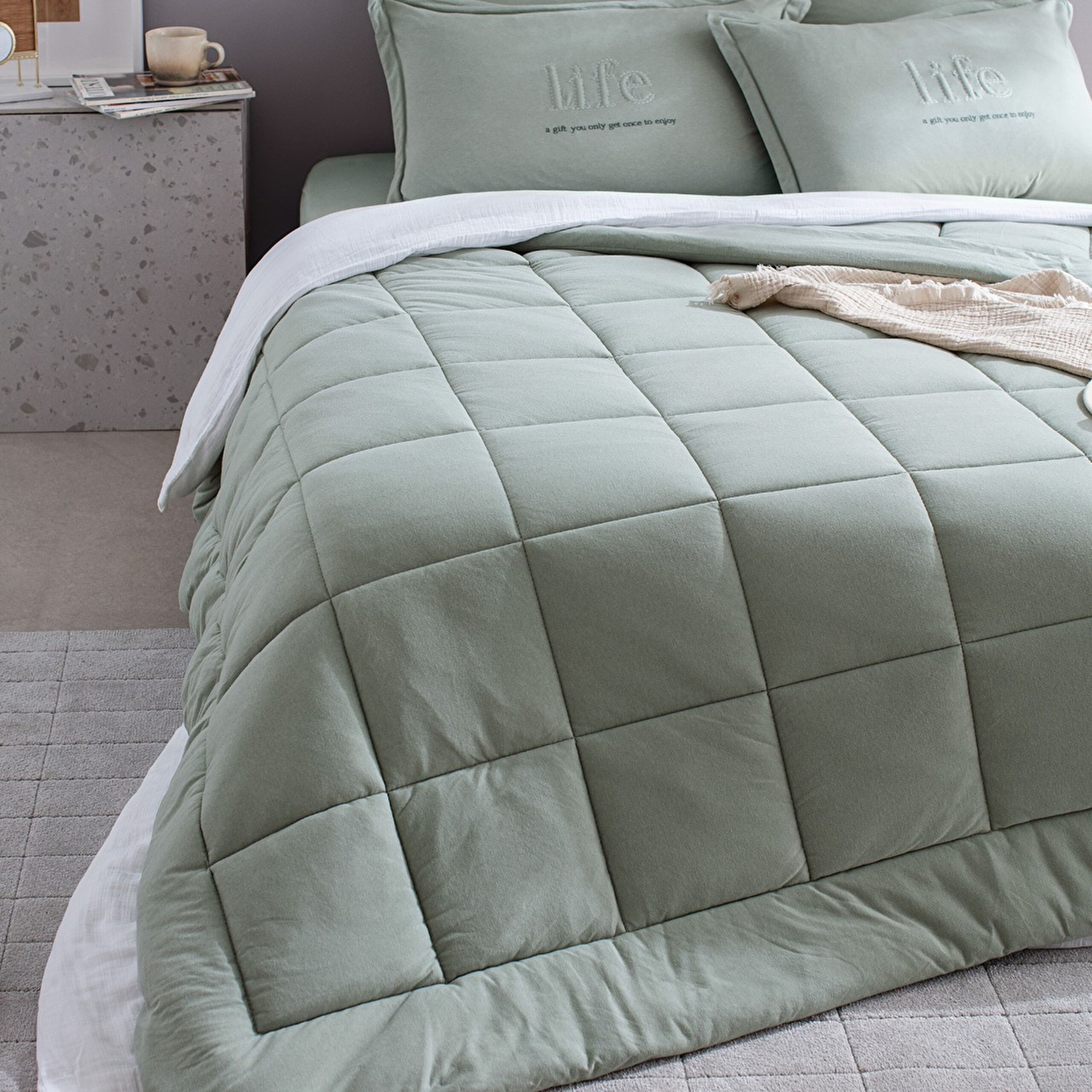 ⁠ Bobigny Double Cotton SuperSoft Comforter Set - Mint Green_2}