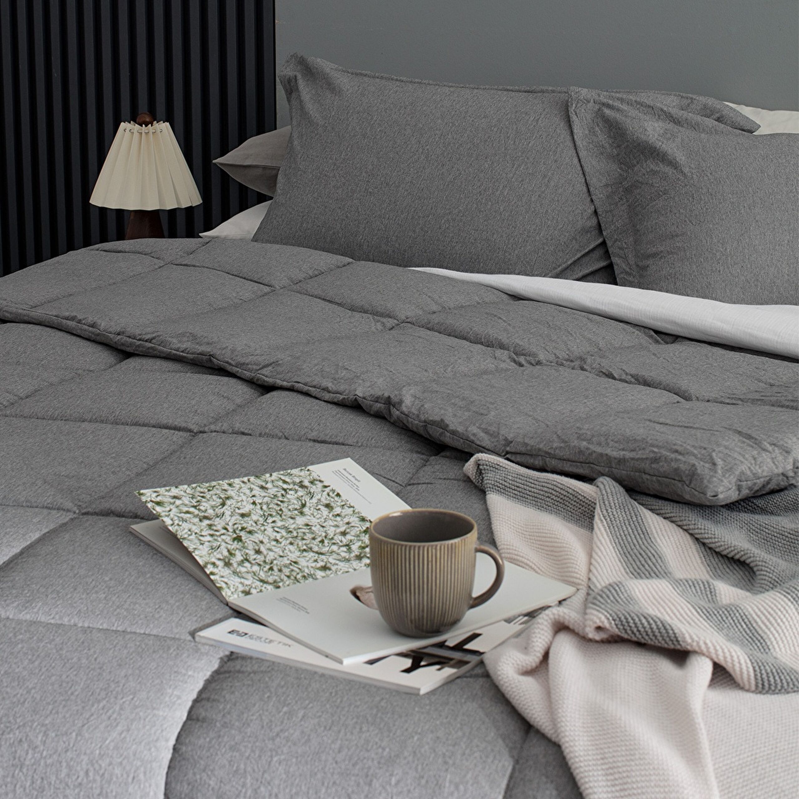 ⁠ Meleni Σετ Comforter Διπλό - Γκρι_2}