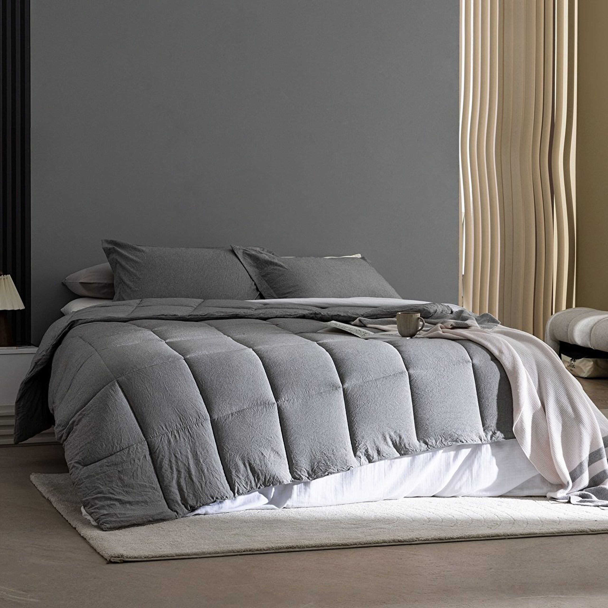 ⁠ Meleni Σετ Comforter Διπλό - Γκρι_0}