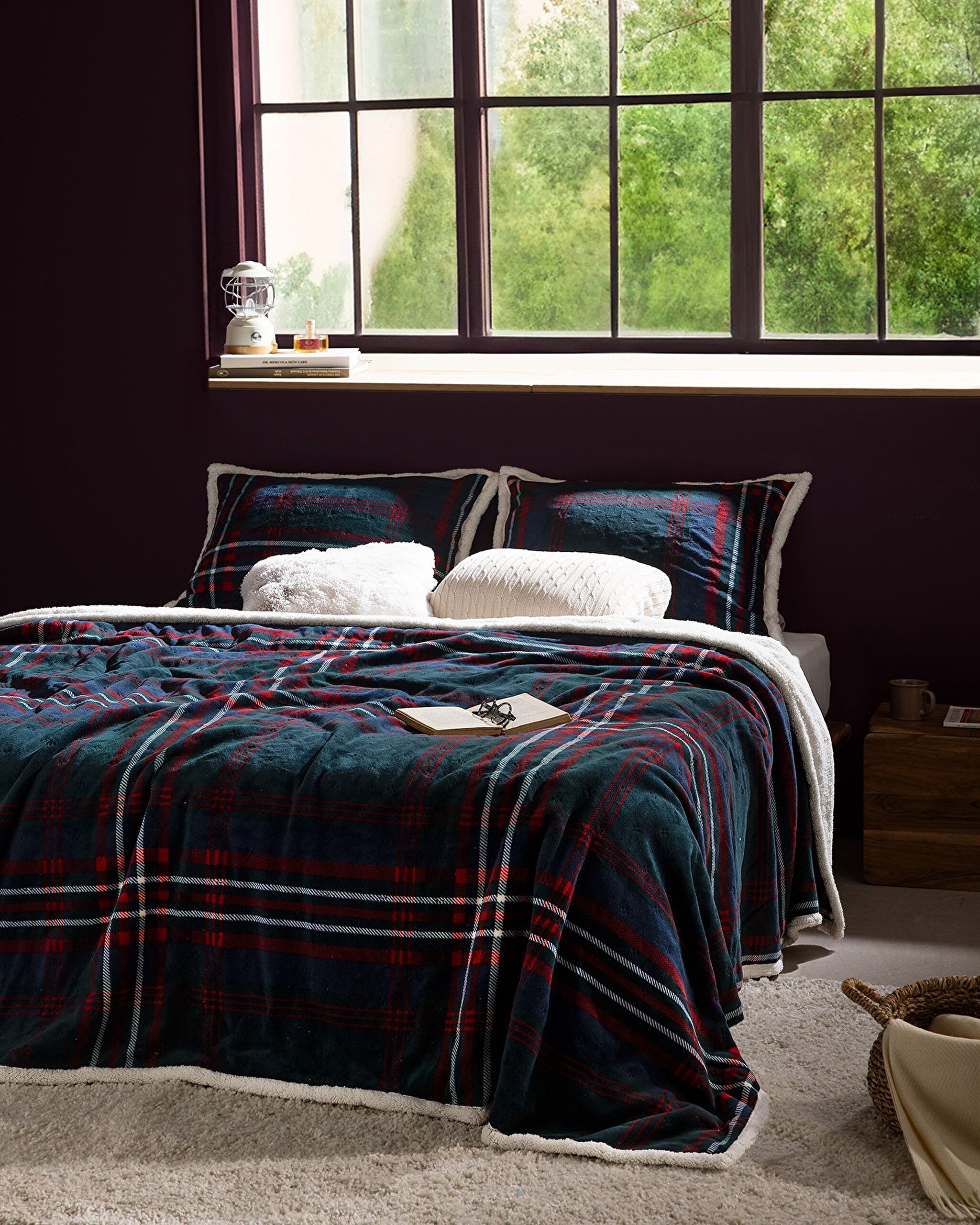 Couvre-lit double Sherpa Palloys - Bleu marine - 0