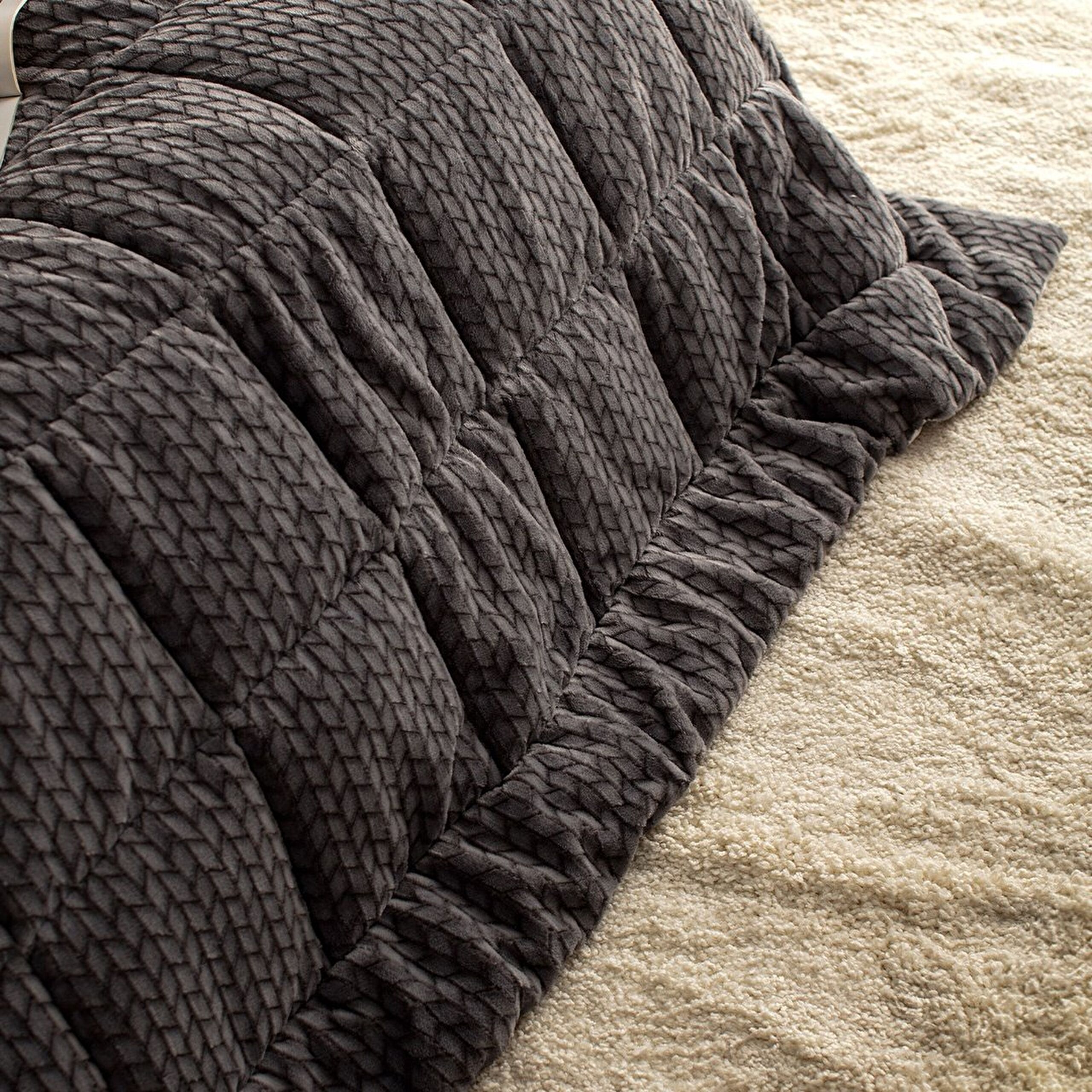 ⁠ Beth Double Wellsoft Comforter Set - Anthracite_3}