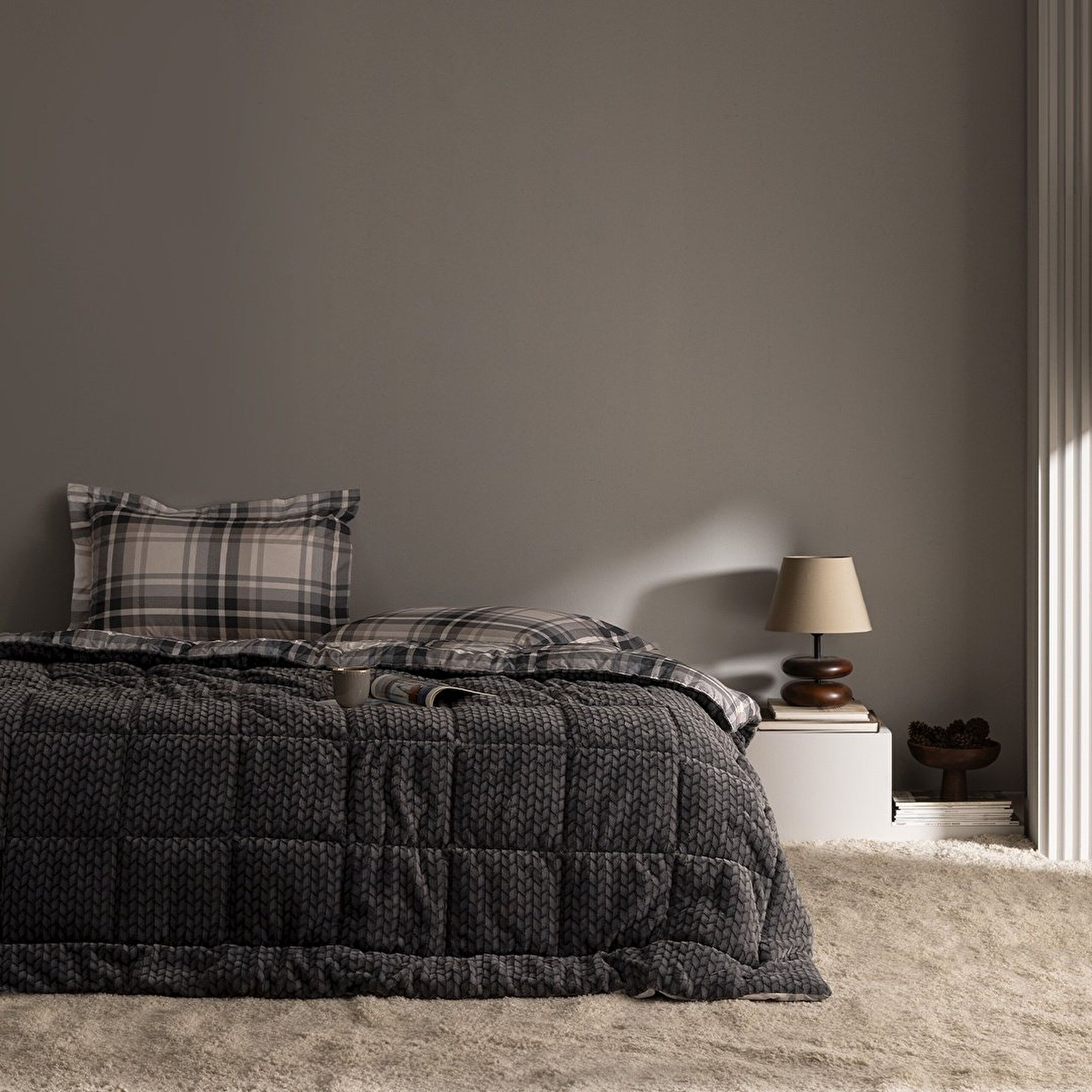 ⁠ Beth Double Wellsoft Comforter Set - Anthracite_0}