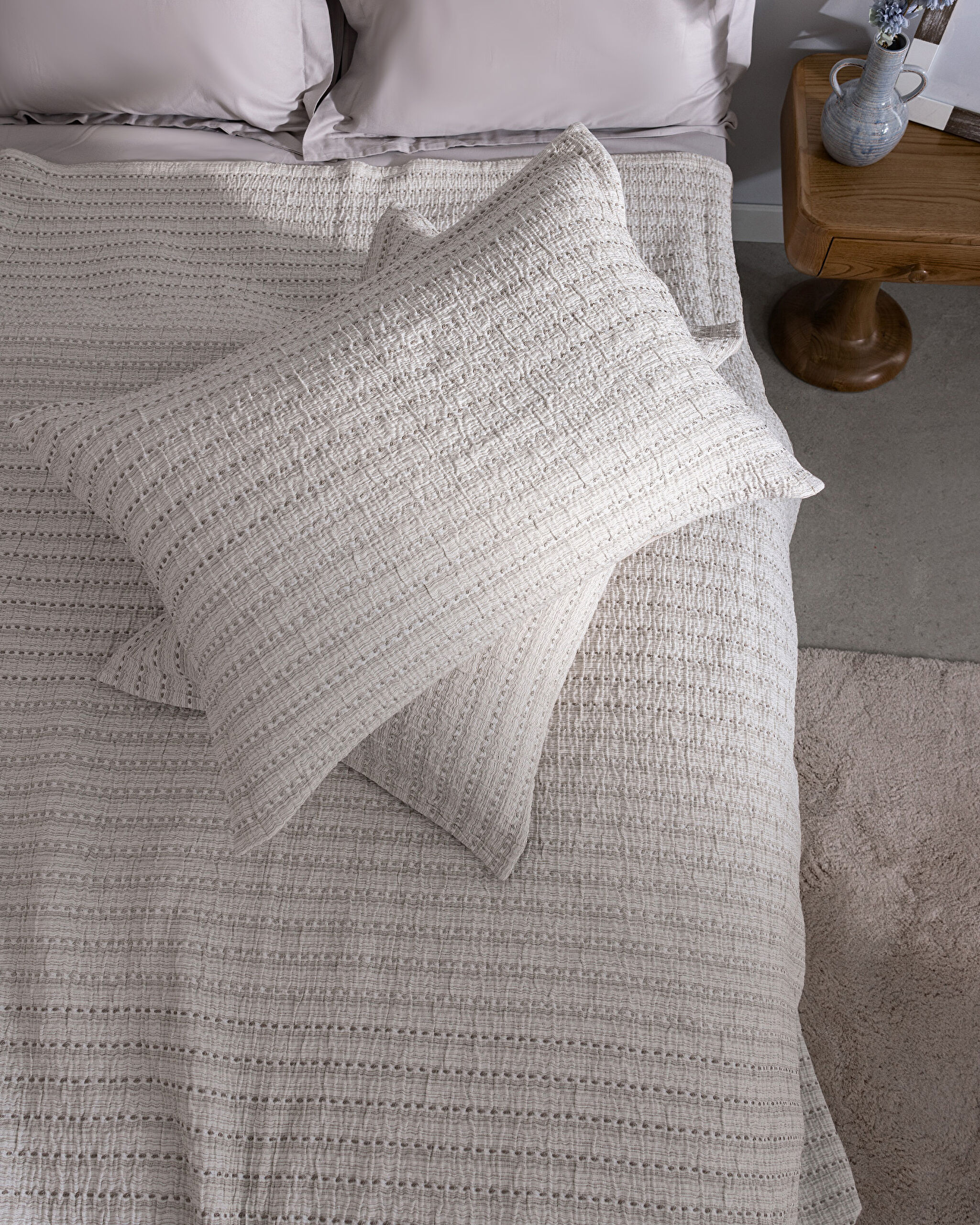 Couvre-lit Petite Double en Coton - Beige - 2