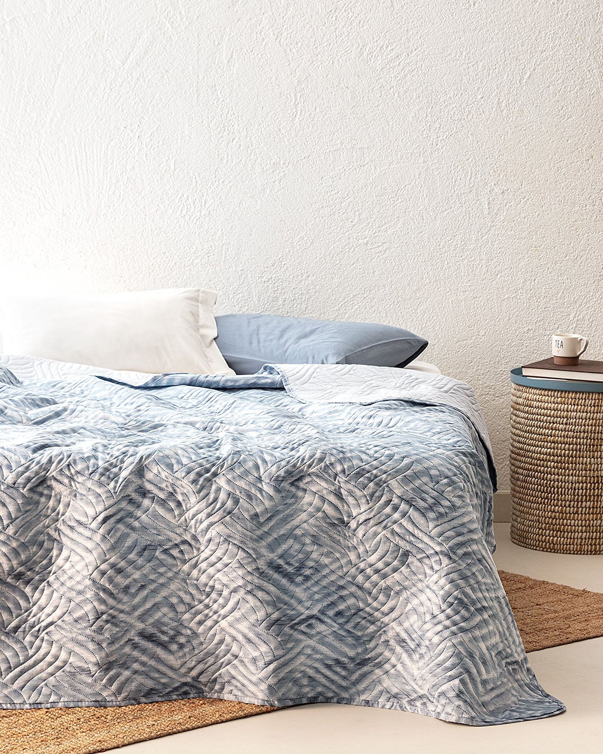 Darcia King Size Bedruckte Tagesdecke – Blau - 0