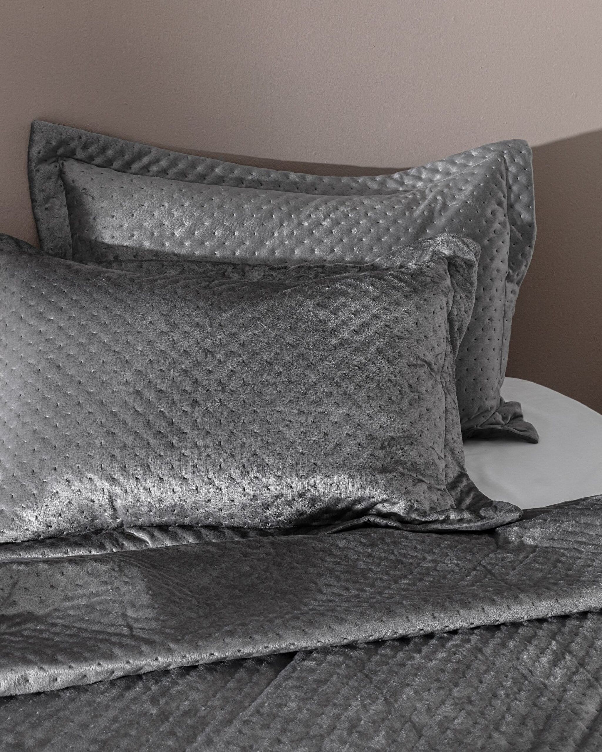 Couvre-Lit Double Velours Boulogne - Anthracite - 1