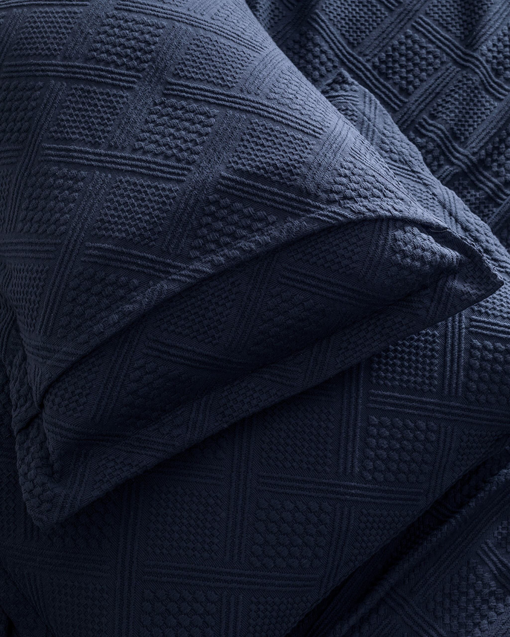 Dreieckige Tagesdecke für King-Size-Betten aus 100 % Baumwolle – Marineblau – Luxuskollektion - 4