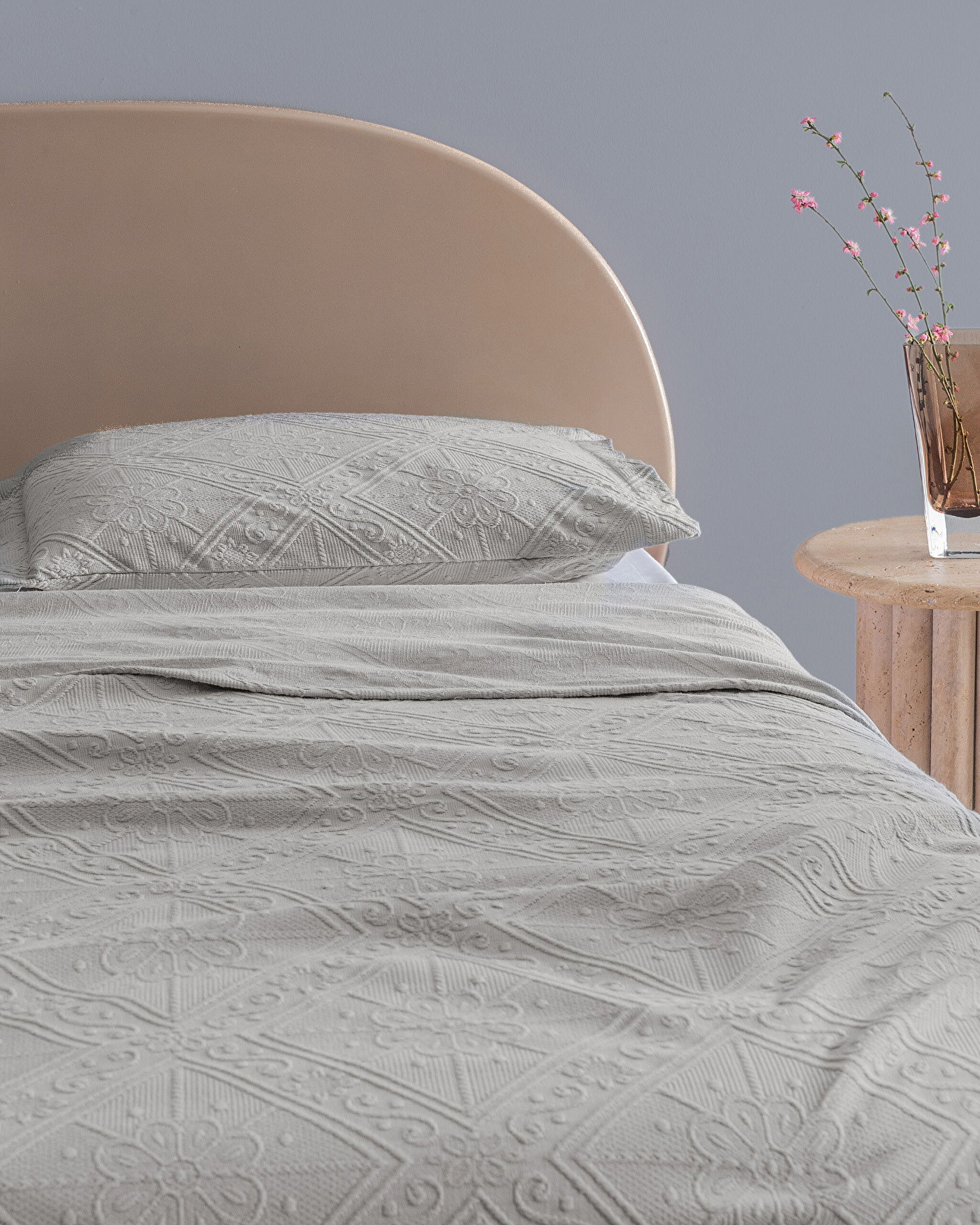 ⁠ Κάλυμμα κρεβατιού Marjolaina 100% Cotton King Size - Γκρι_2}