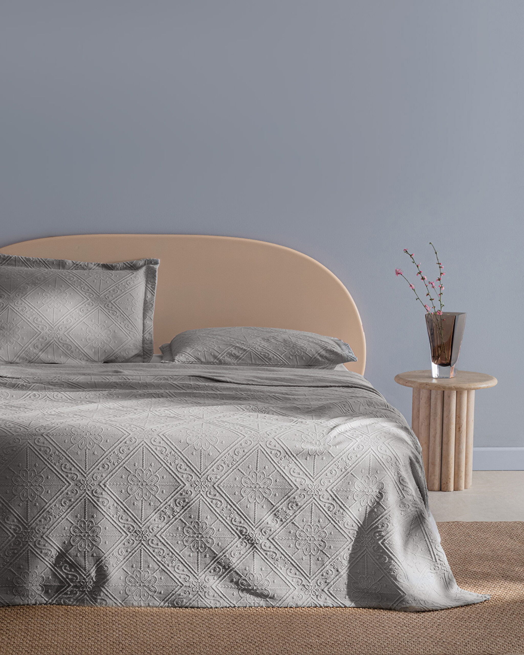 ⁠ Κάλυμμα κρεβατιού Marjolaina 100% Cotton King Size - Γκρι_0}