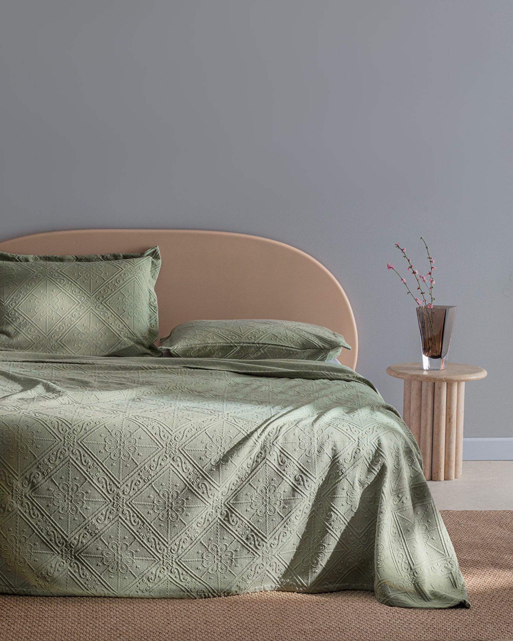 Marjolaina 100 % Baumwolle King-Size-Tagesdecke – Khaki - 0