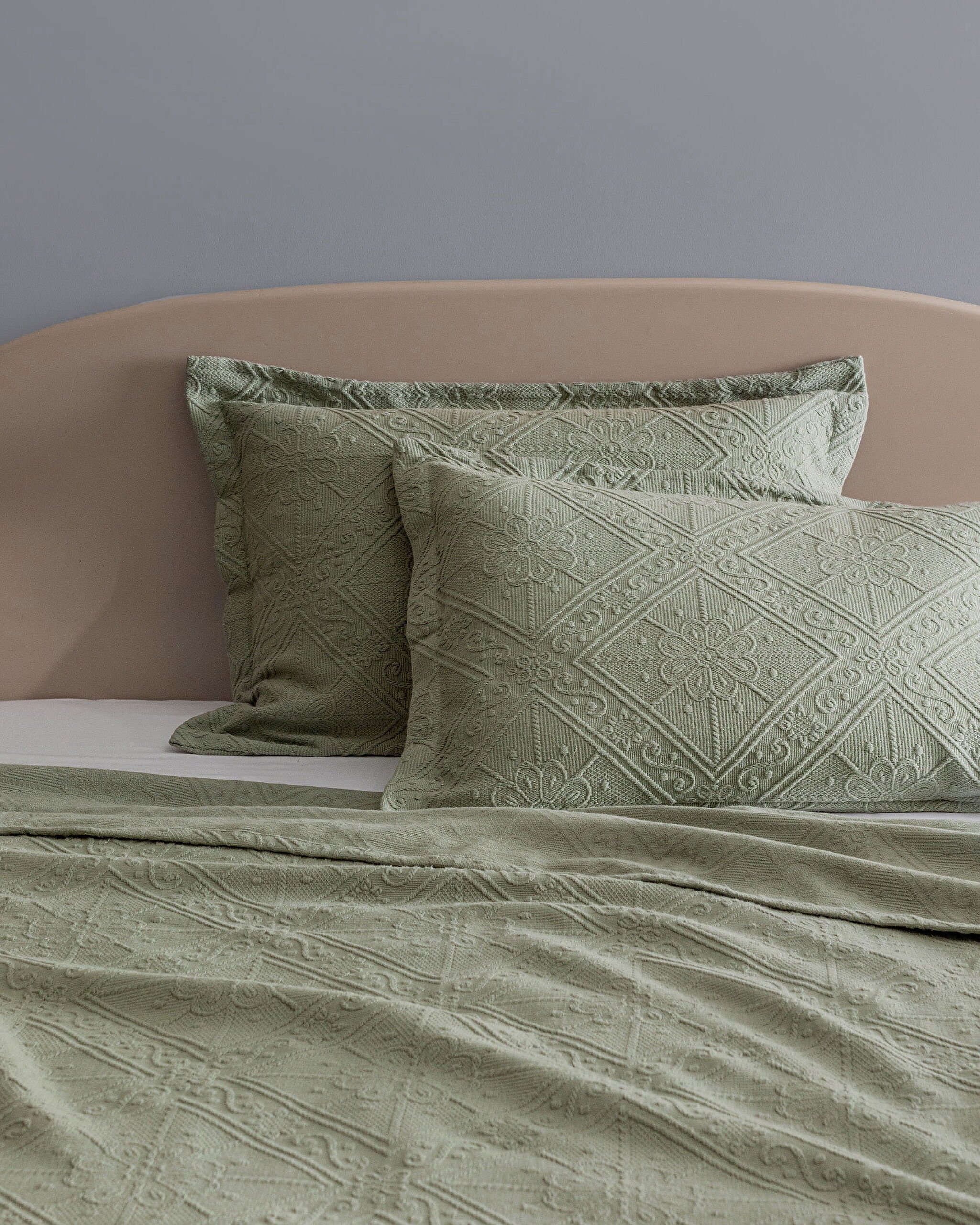 ⁠ Κάλυμμα κρεβατιού Marjolaina 100% Cotton King Size - Χακί_3}