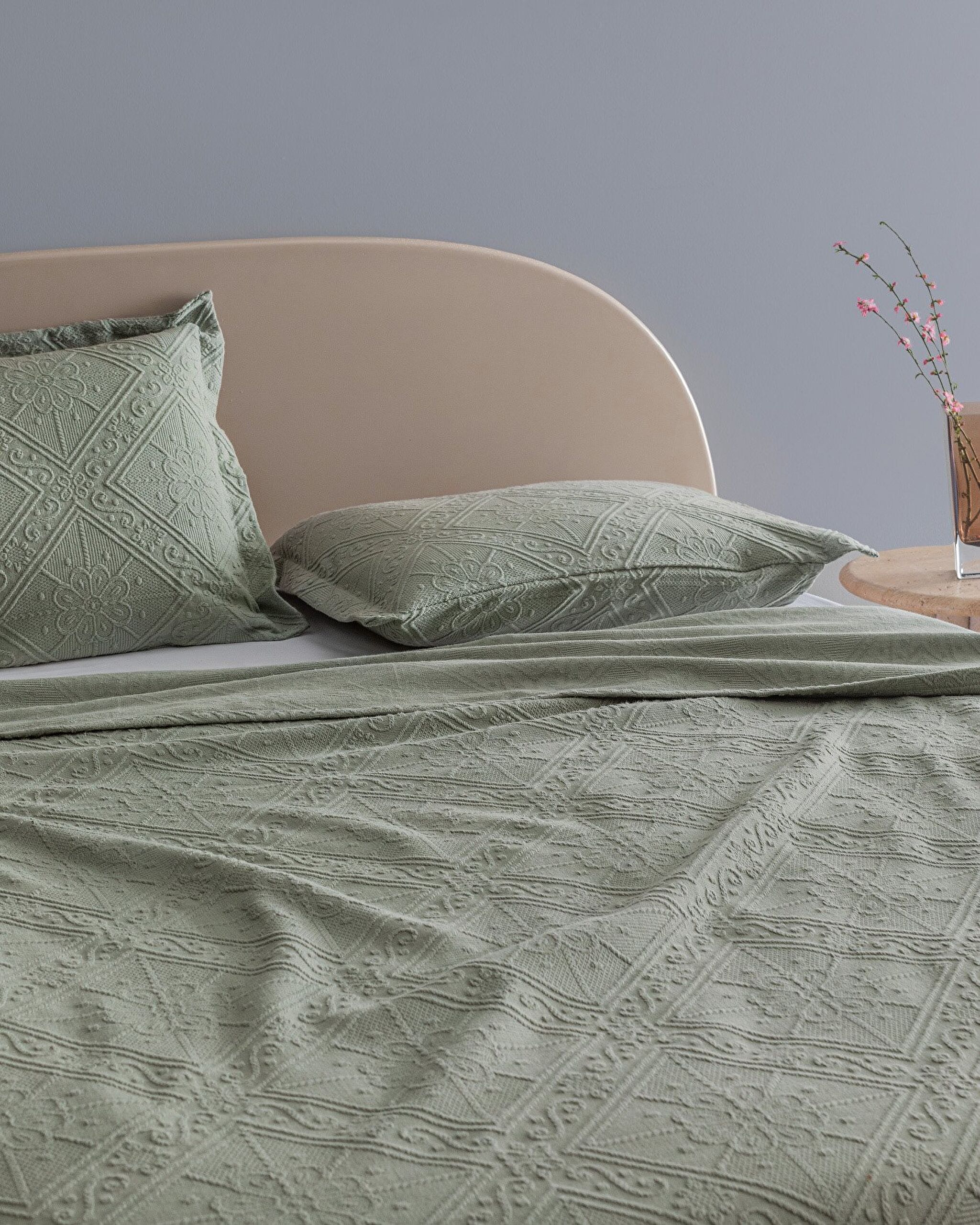 Marjolaina 100 % Baumwolle King-Size-Tagesdecke – Khaki - 1