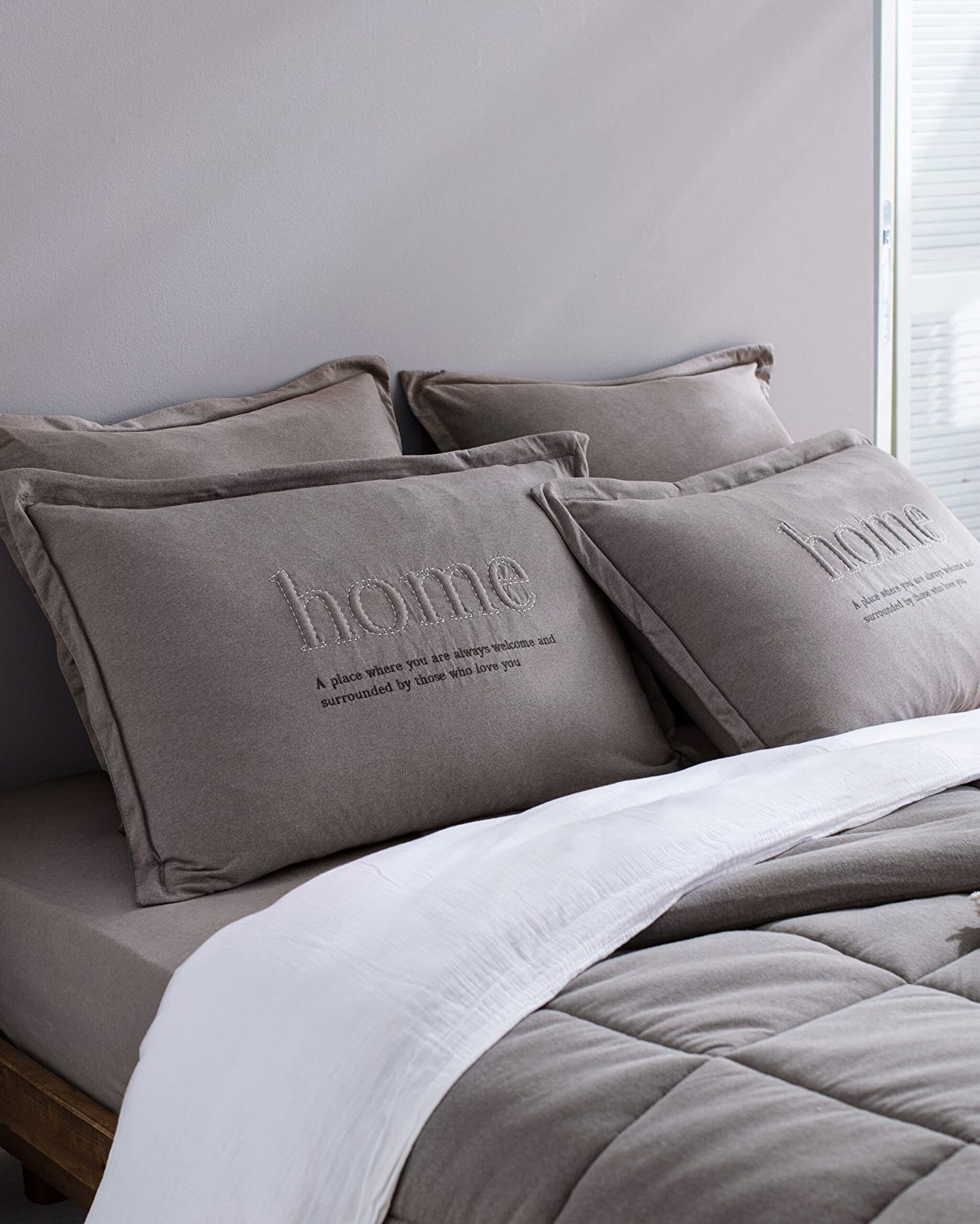 Parure de lit Bobigny King Size en coton ultra doux - Anthracite - 3